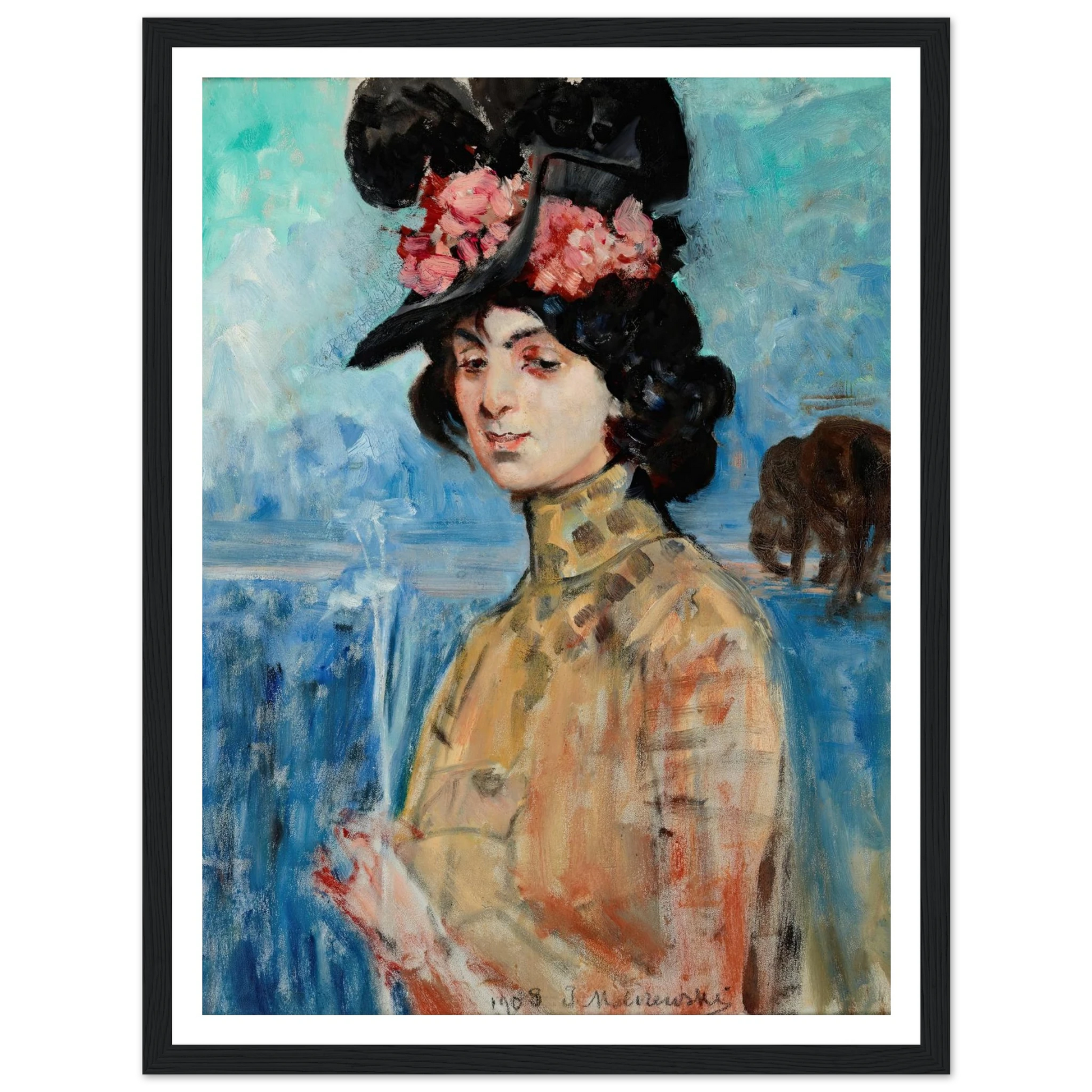 Portrait of Zofia Atteslander (1908) Art Print | Jacek Malczewski - Framed Poster - 30x40 cm / 12x16″ - Black frame