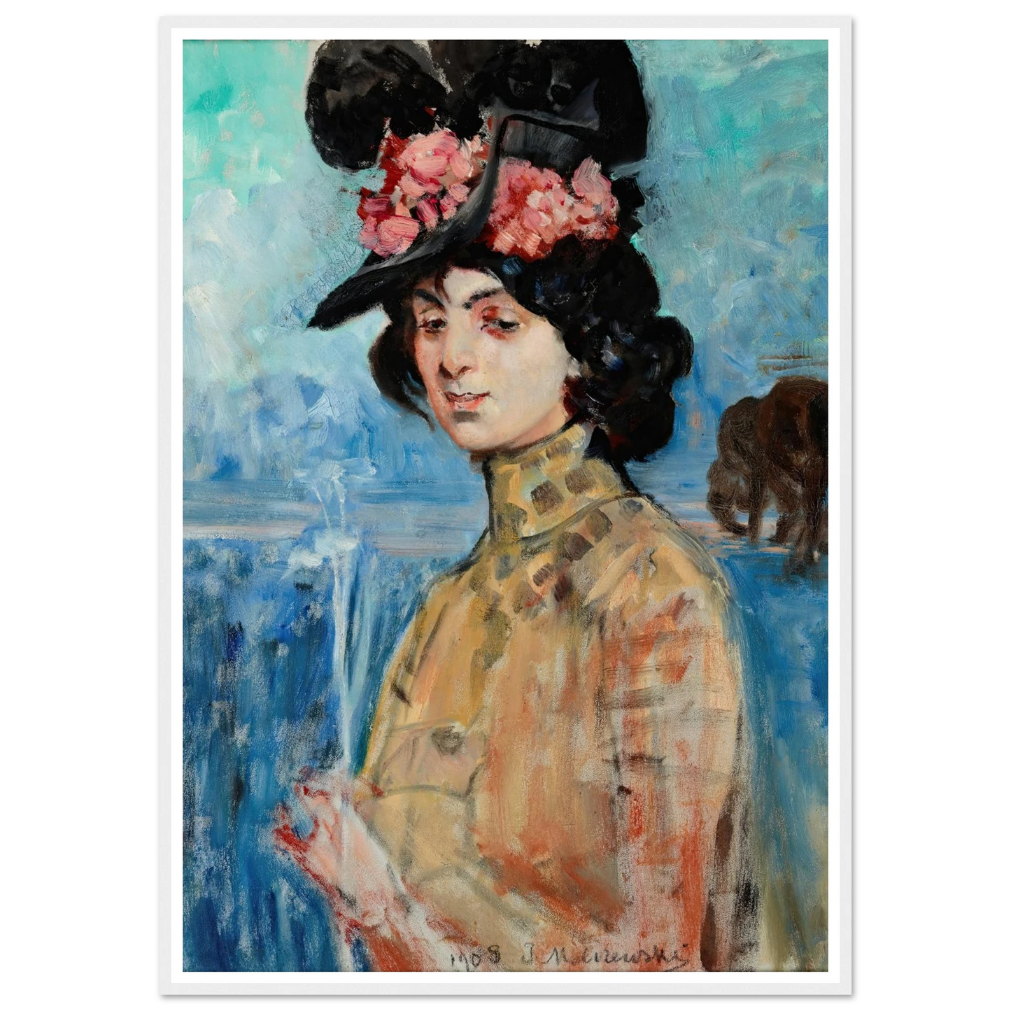 Portrait of Zofia Atteslander (1908) Art Print | Jacek Malczewski - Framed Poster - 30x40 cm / 12x16″ - Black frame