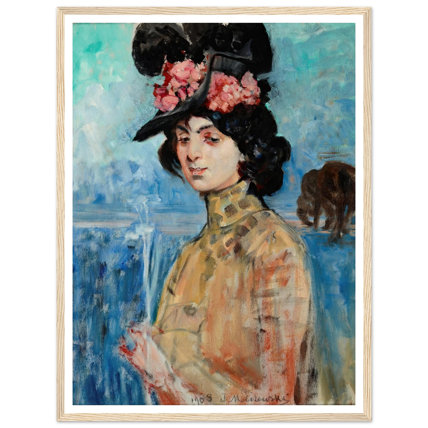 Portrait of Zofia Atteslander (1908) Art Print | Jacek Malczewski - Framed Poster - 30x40 cm / 12x16″ - Black frame