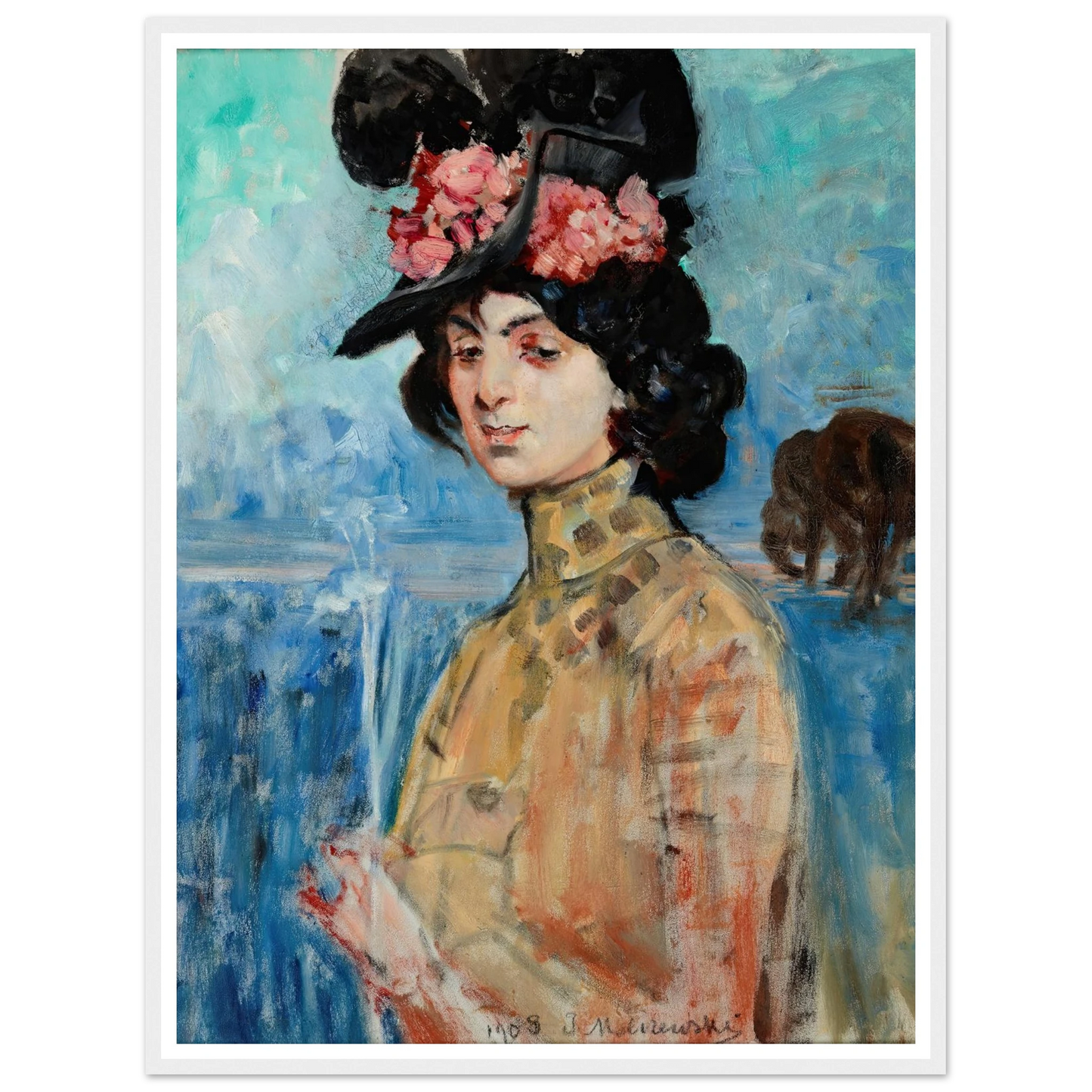 Portrait of Zofia Atteslander (1908) Art Print | Jacek Malczewski - Framed Poster - 30x40 cm / 12x16″ - Black frame