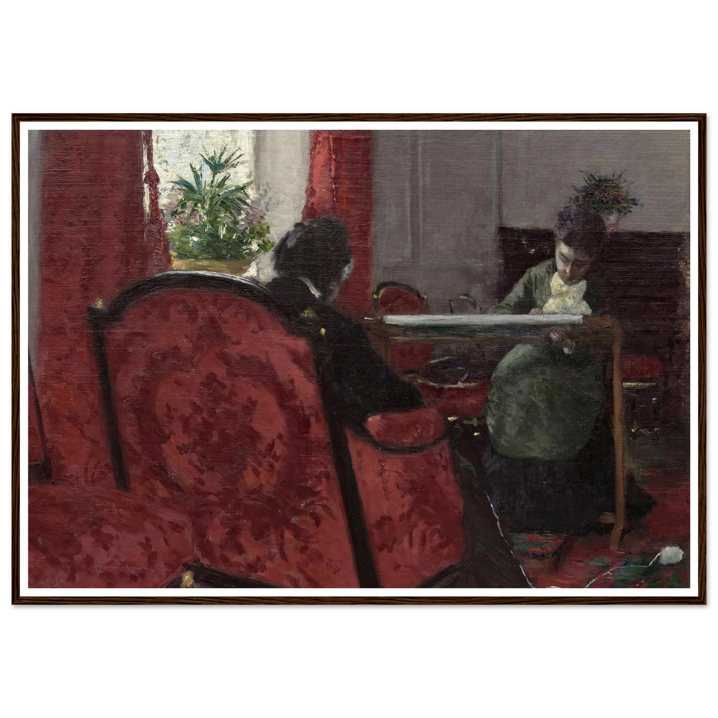 Portraits dans un intérieur (1877) Art Print | Gustave Caillebotte - Framed Poster - 30x40 cm / 12x16″ - Black frame