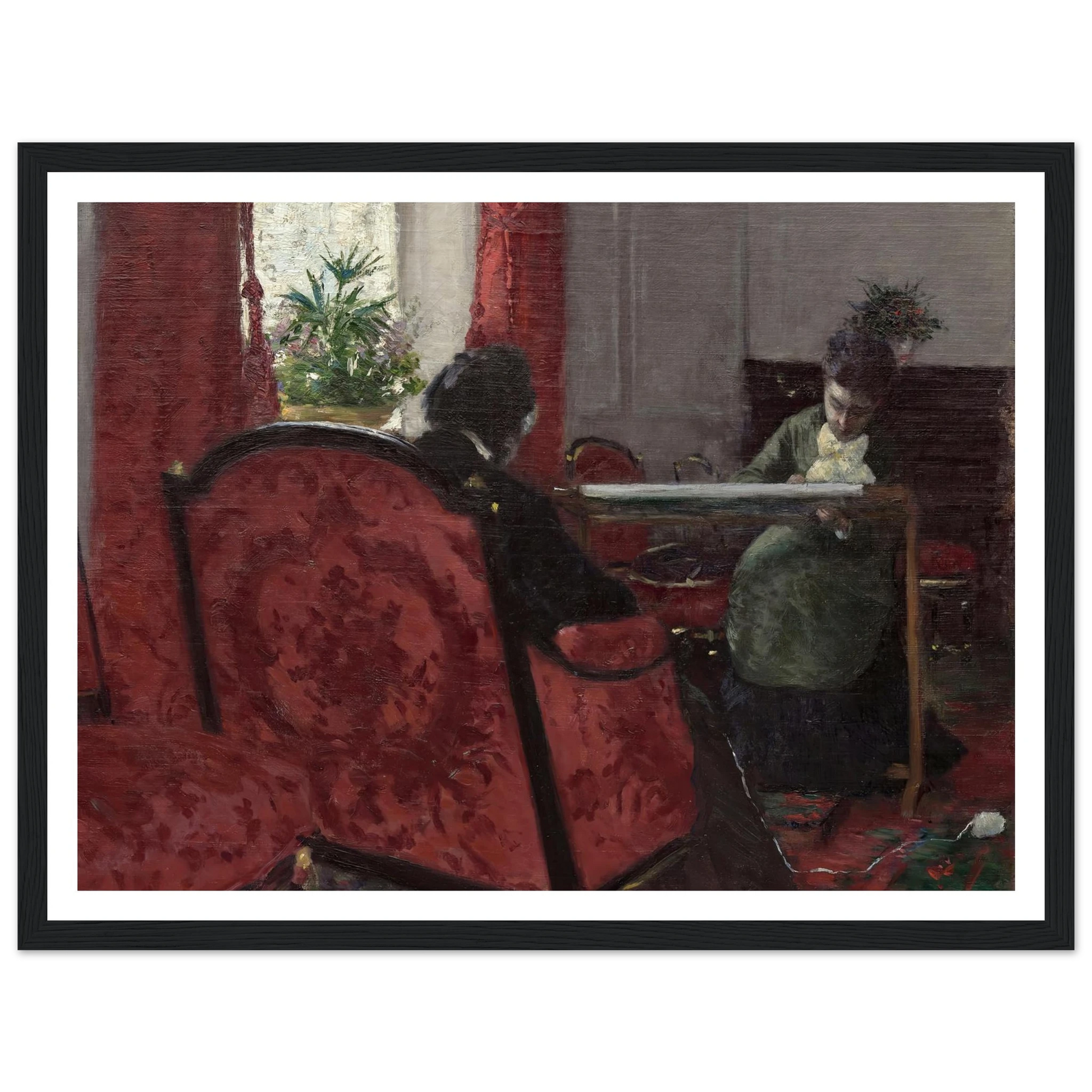 Portraits dans un intérieur (1877) Art Print | Gustave Caillebotte - Framed Poster - 30x40 cm / 12x16″ - Black frame