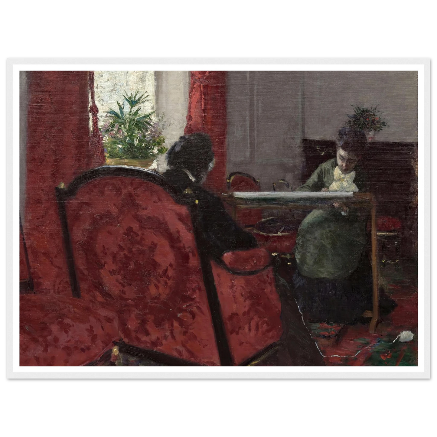 Portraits dans un intérieur (1877) Art Print | Gustave Caillebotte - Framed Poster - 30x40 cm / 12x16″ - Black frame