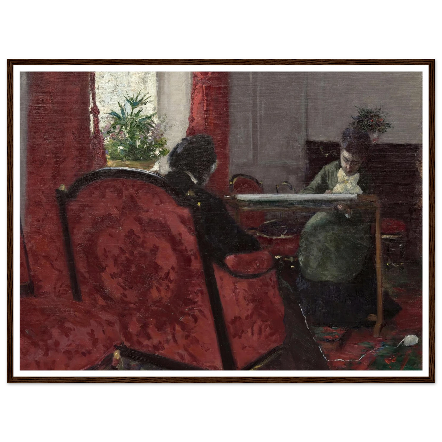 Portraits dans un intérieur (1877) Art Print | Gustave Caillebotte - Framed Poster - 30x40 cm / 12x16″ - Black frame