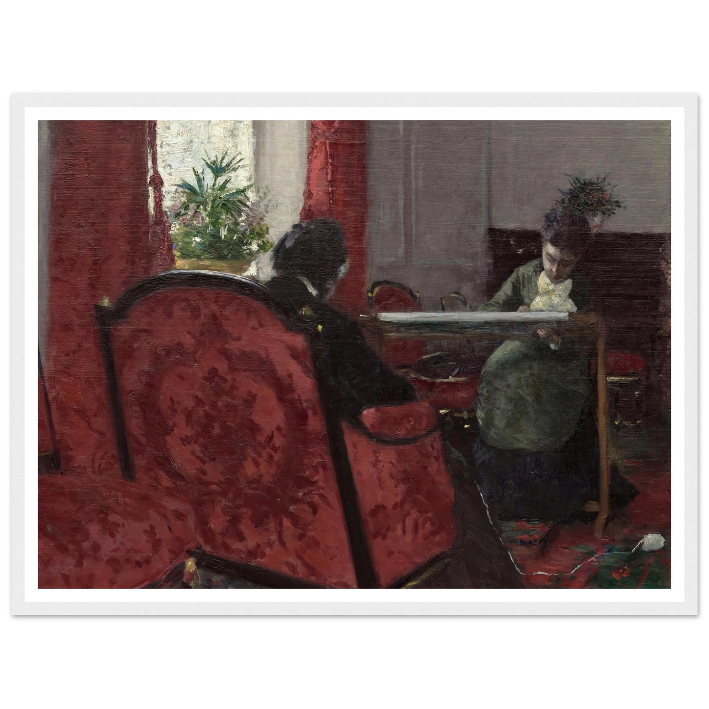 Portraits dans un intérieur (1877) Art Print | Gustave Caillebotte - Framed Poster - 30x40 cm / 12x16″ - Black frame
