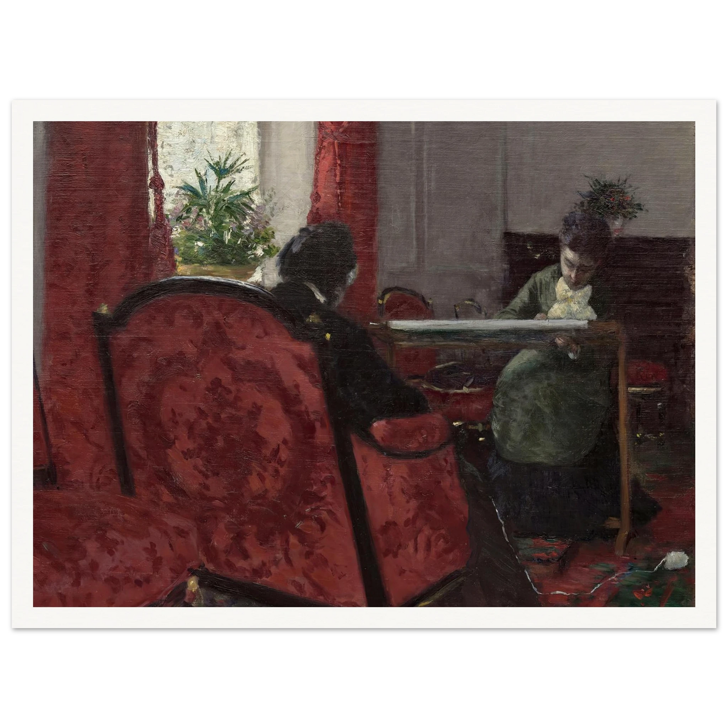 Portraits dans un intérieur (1877) Art Print | Gustave Caillebotte - Framed Poster - 30x40 cm / 12x16″ - Black frame