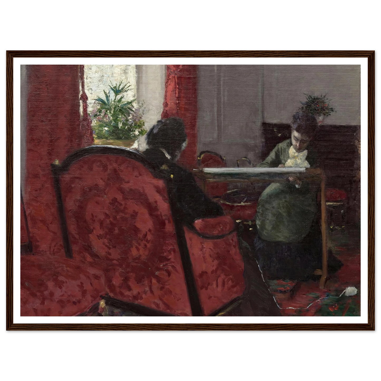 Portraits dans un intérieur (1877) Art Print | Gustave Caillebotte - Framed Poster - 30x40 cm / 12x16″ - Black frame