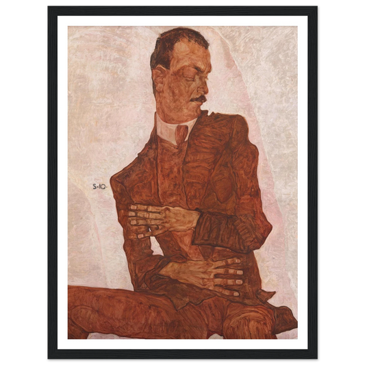 Porträt Arthur Roessler (1910) Art Print | Egon Schiele - Framed Poster - 30x40 cm / 12x16″ - Black frame