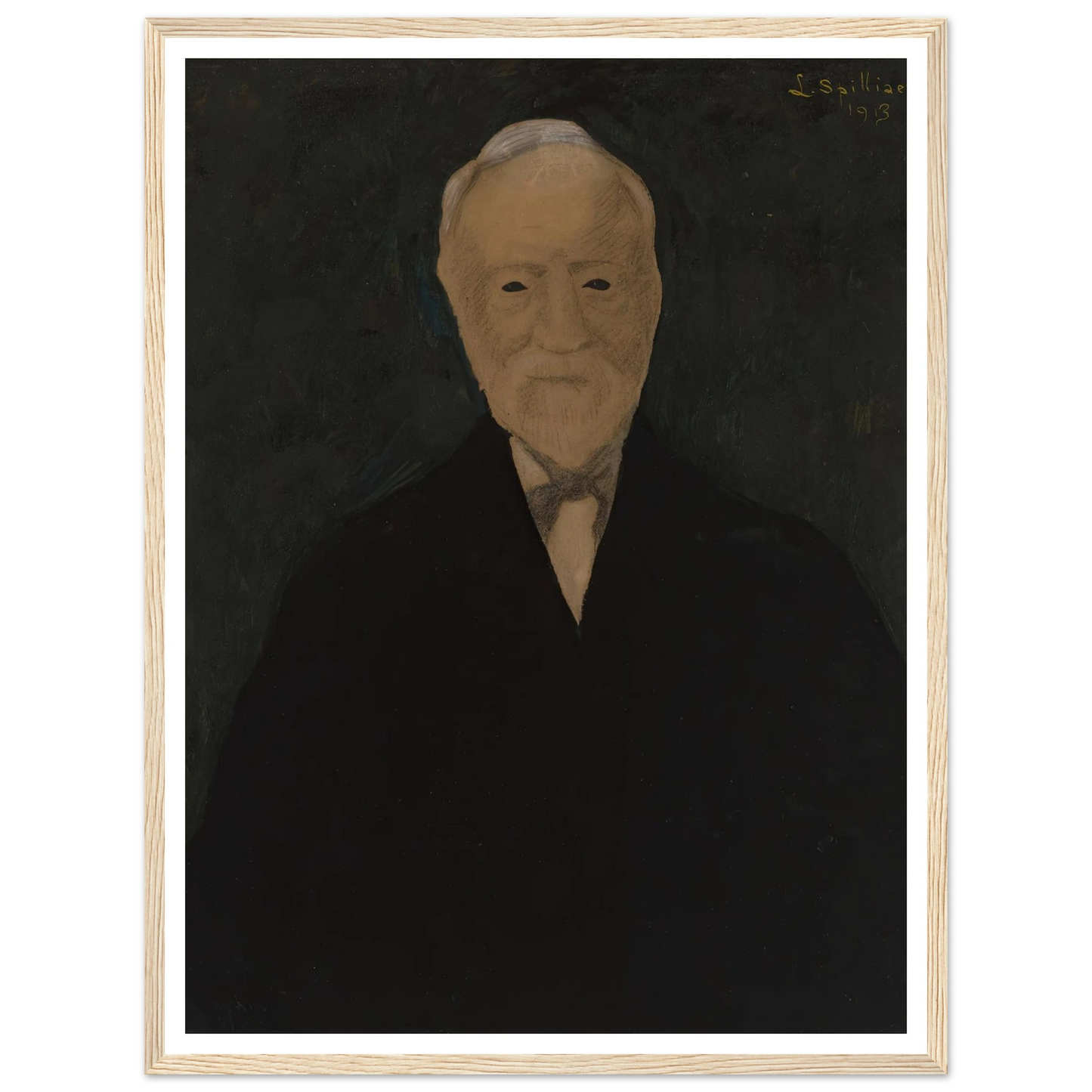 Portret van Andrew Carnegie (1913) Art Print | Leon Spilliaert - Framed Poster - 30x40 cm / 12x16″ - Black frame