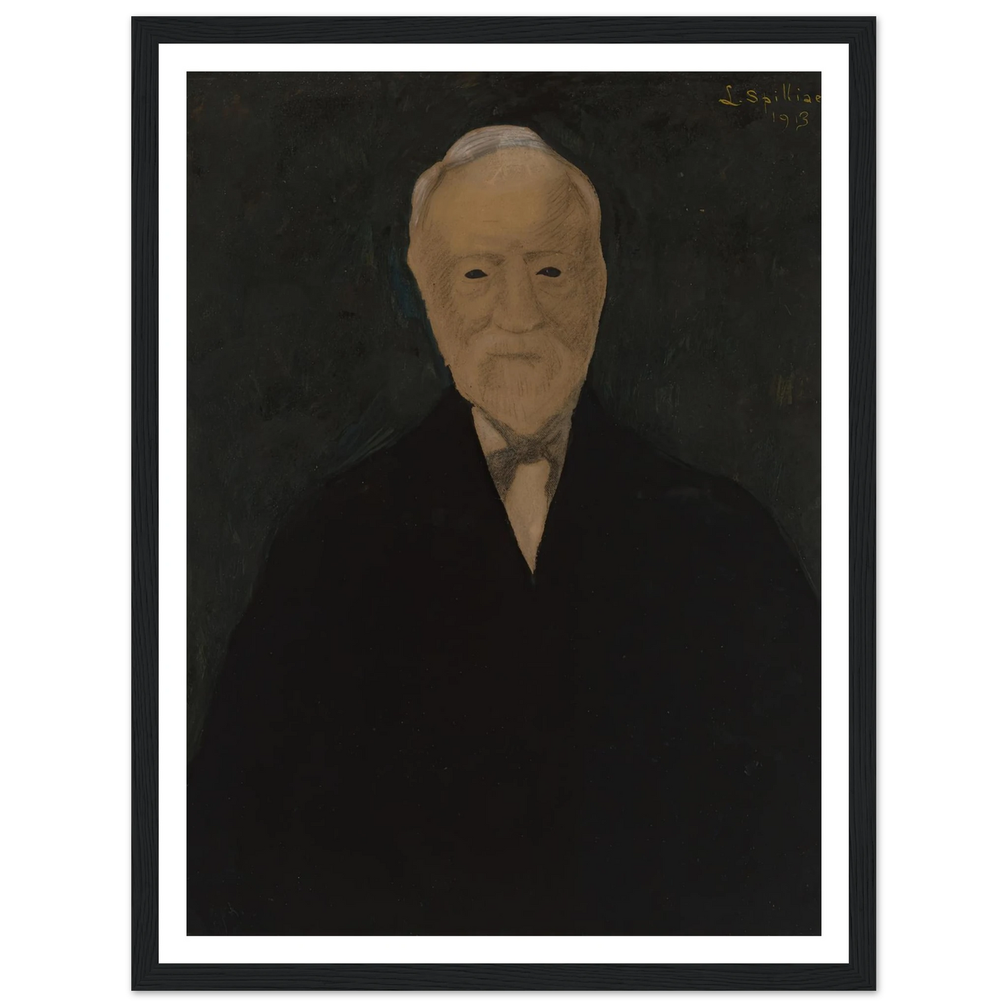 Portret van Andrew Carnegie (1913) Art Print | Leon Spilliaert - Framed Poster - 30x40 cm / 12x16″ - Black frame