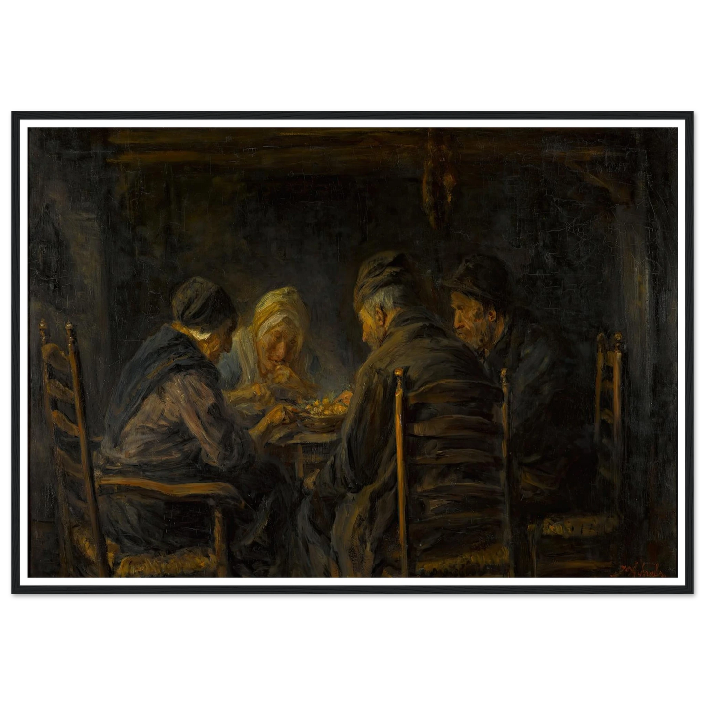 Potato eaters Art Print | Jozef Israels - Framed Poster - 30x40 cm / 12x16″ - Black frame