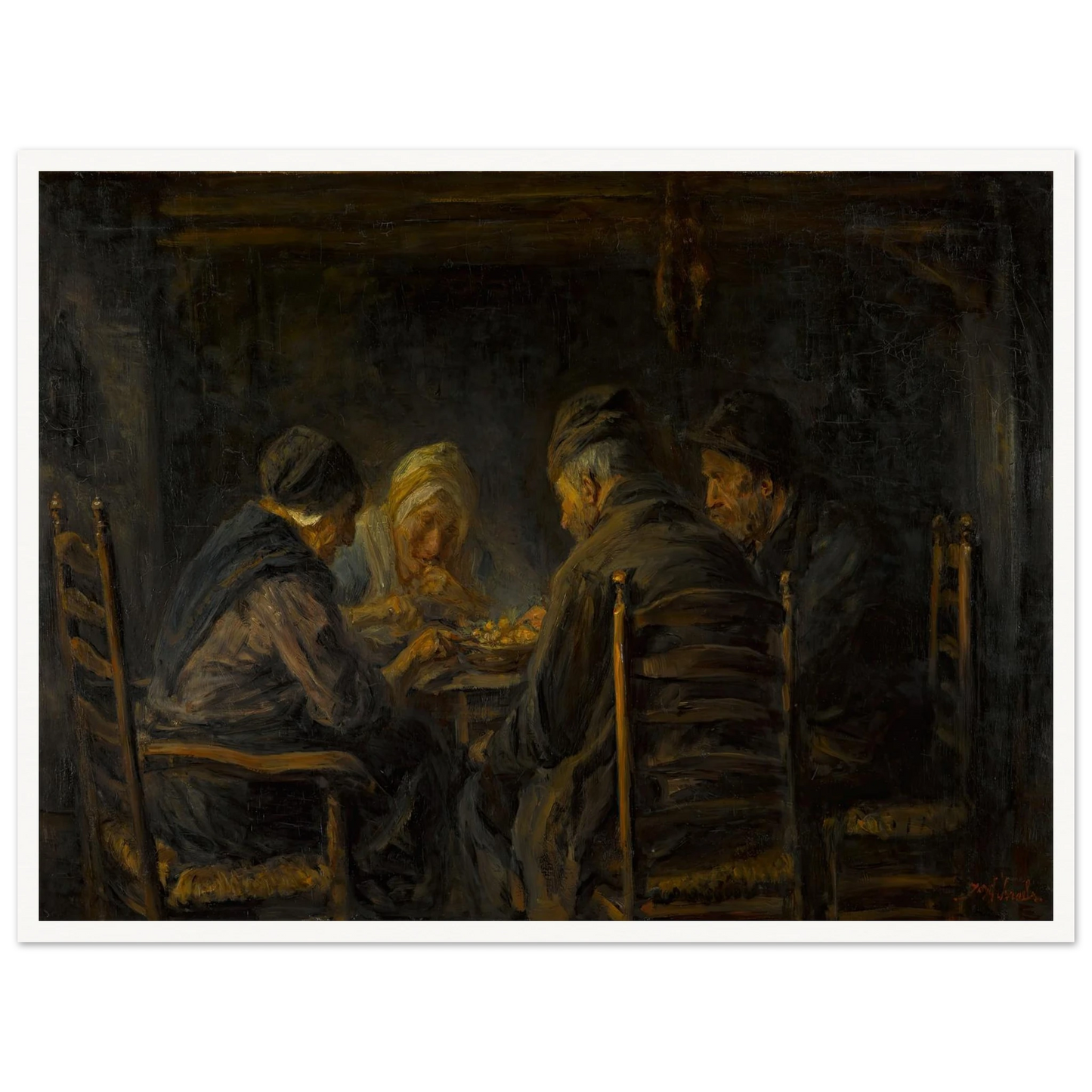 Potato eaters Art Print | Jozef Israels - Framed Poster - 30x40 cm / 12x16″ - Black frame