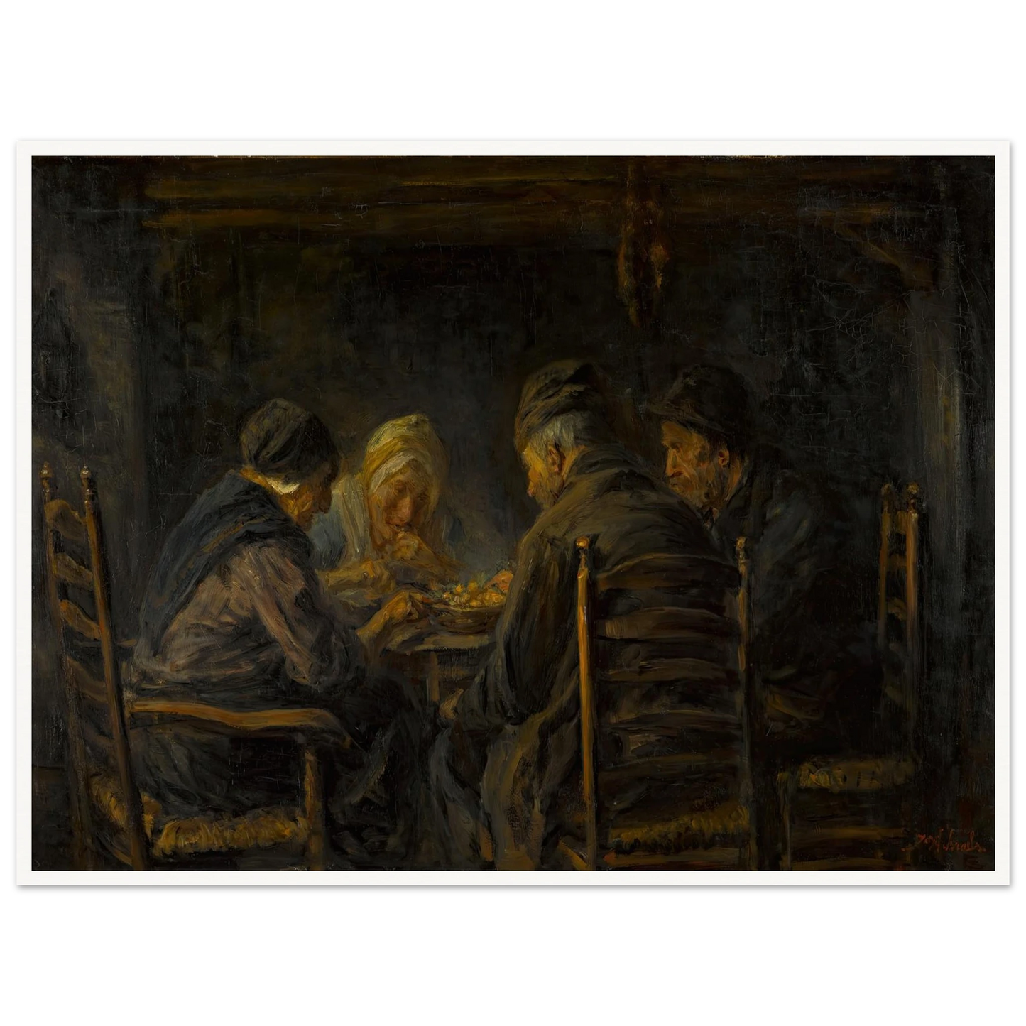 Potato eaters Art Print | Jozef Israels - Framed Poster - 30x40 cm / 12x16″ - Black frame