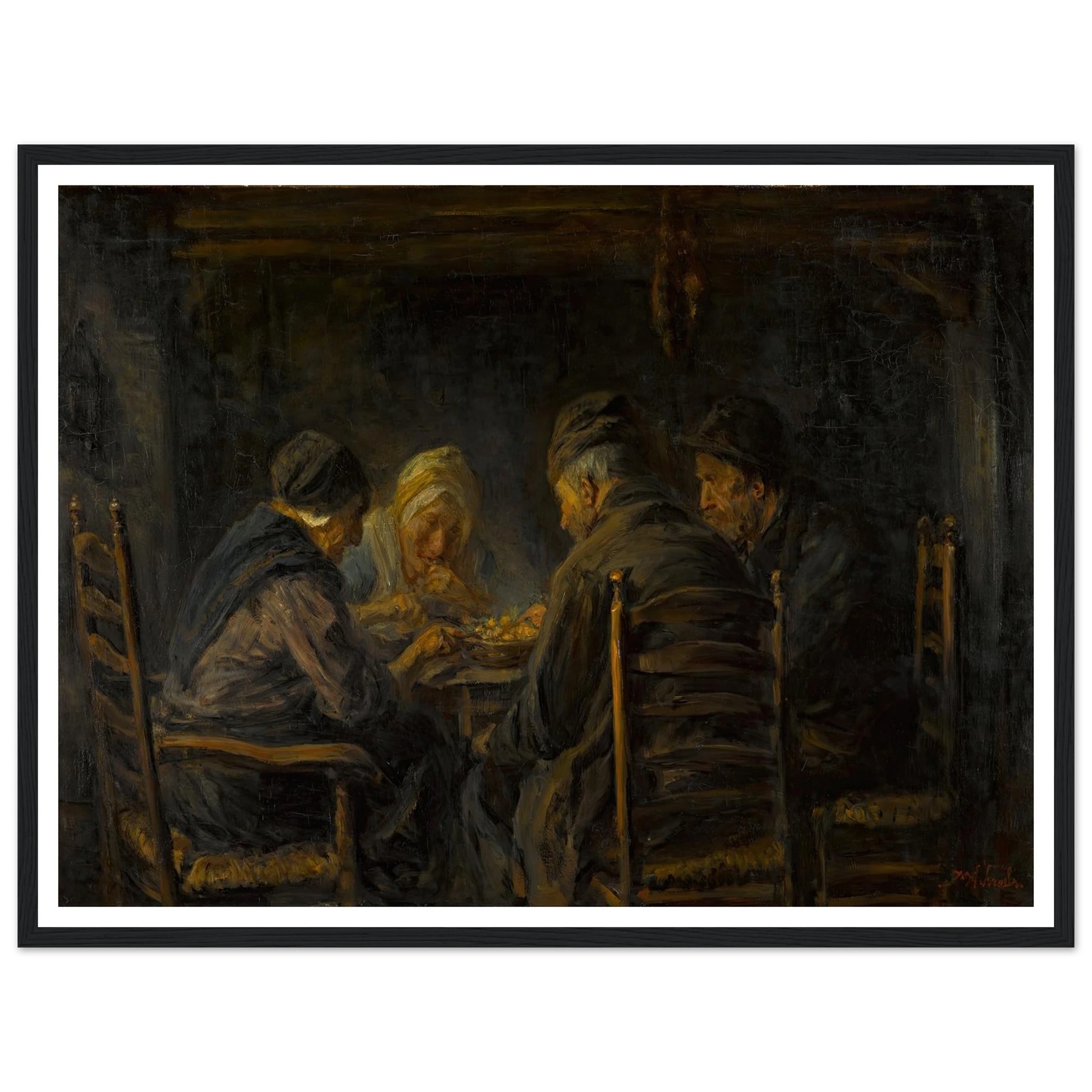 Potato eaters Art Print | Jozef Israels - Framed Poster - 30x40 cm / 12x16″ - Black frame