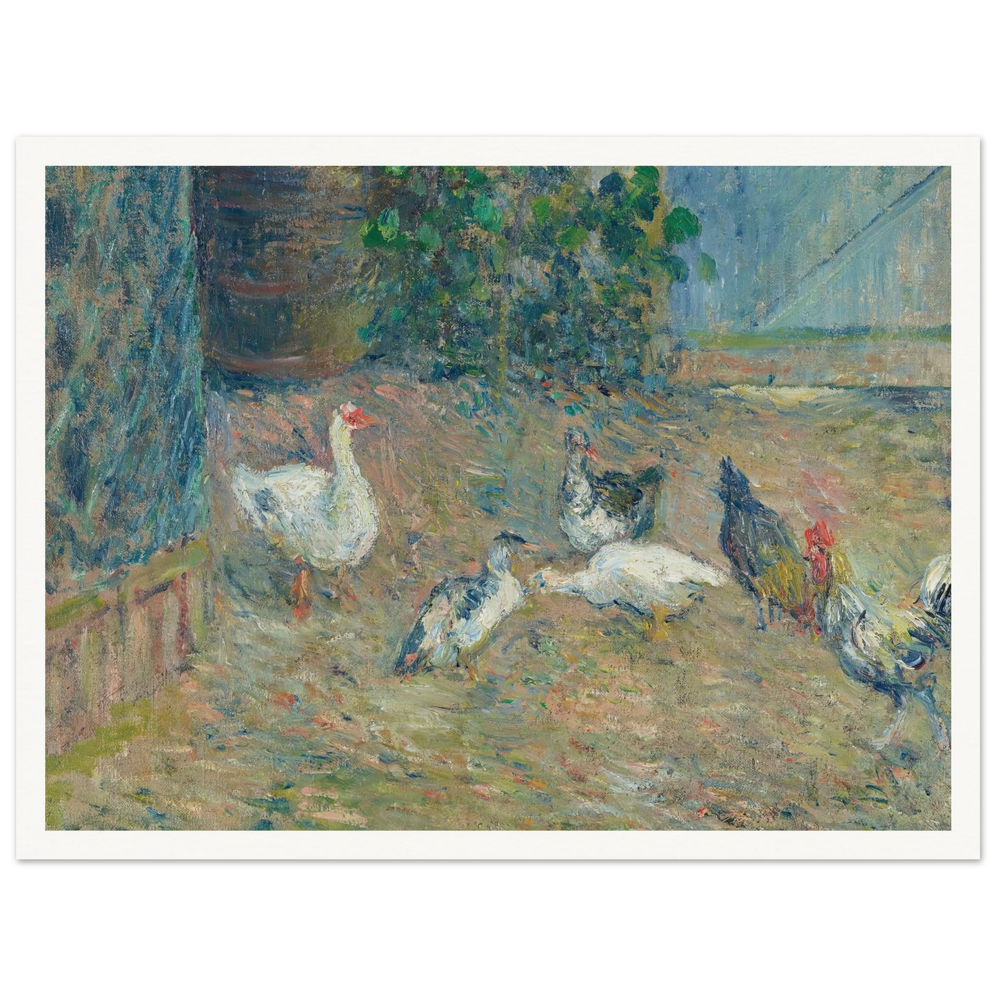Poulailler à la maison rouge, Pontoise (1878) Art Print | Camille Pissarro - Framed Poster - 30x40 cm / 12x16″ - Black frame