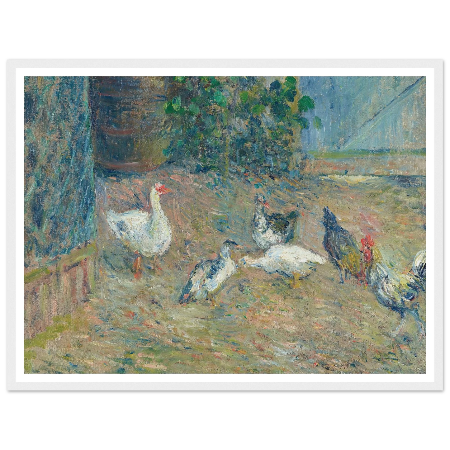 Poulailler à la maison rouge, Pontoise (1878) Art Print | Camille Pissarro - Framed Poster - 30x40 cm / 12x16″ - Black frame