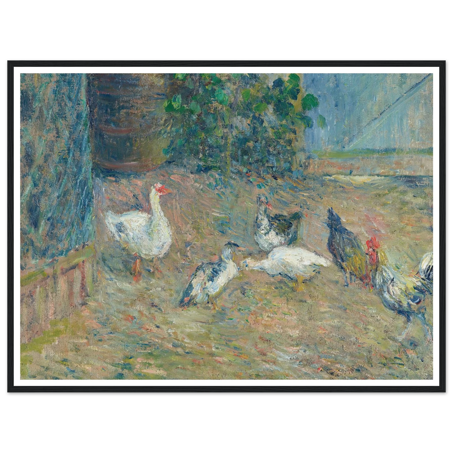 Poulailler à la maison rouge, Pontoise (1878) Art Print | Camille Pissarro - Framed Poster - 30x40 cm / 12x16″ - Black frame