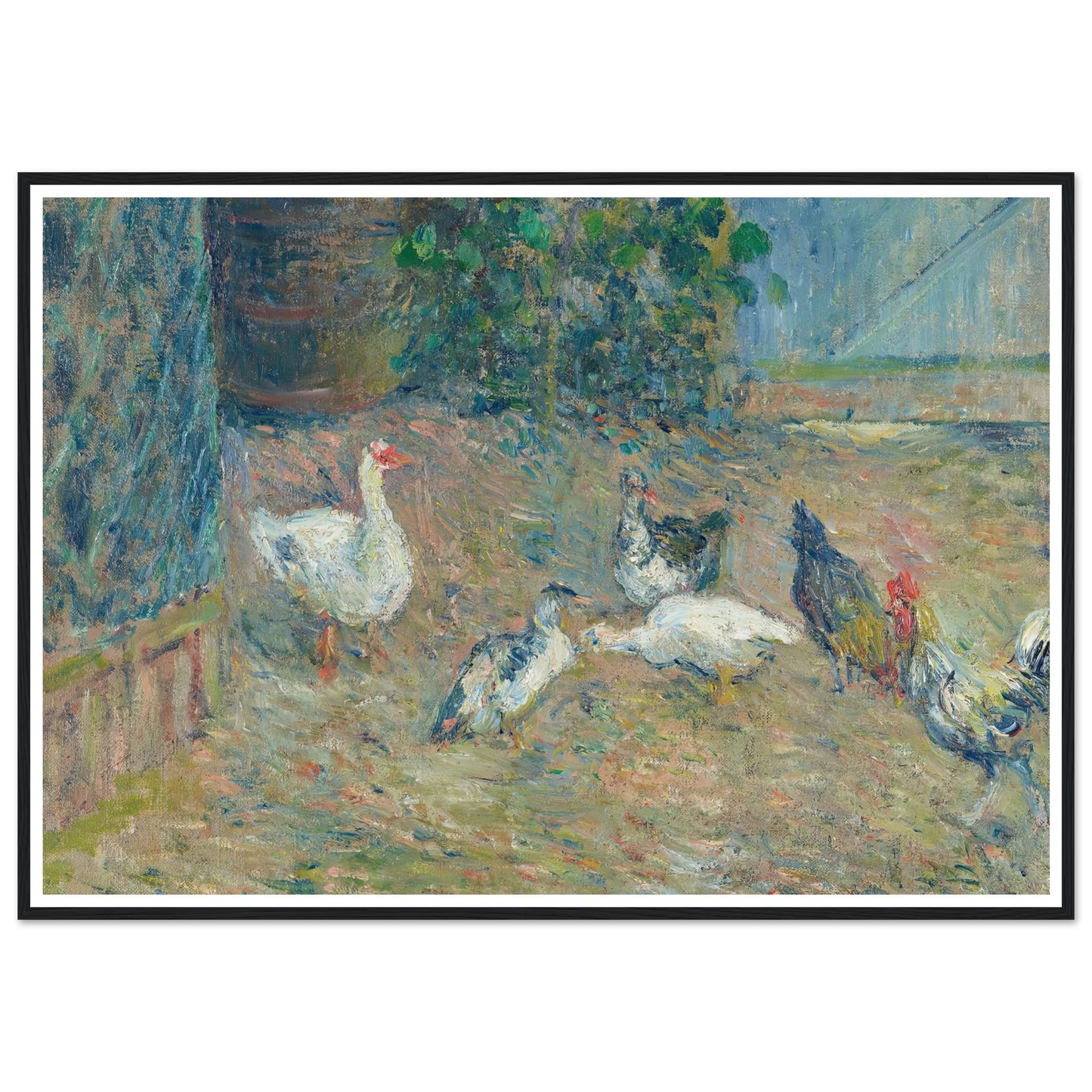 Poulailler à la maison rouge, Pontoise (1878) Art Print | Camille Pissarro - Framed Poster - 30x40 cm / 12x16″ - Black frame