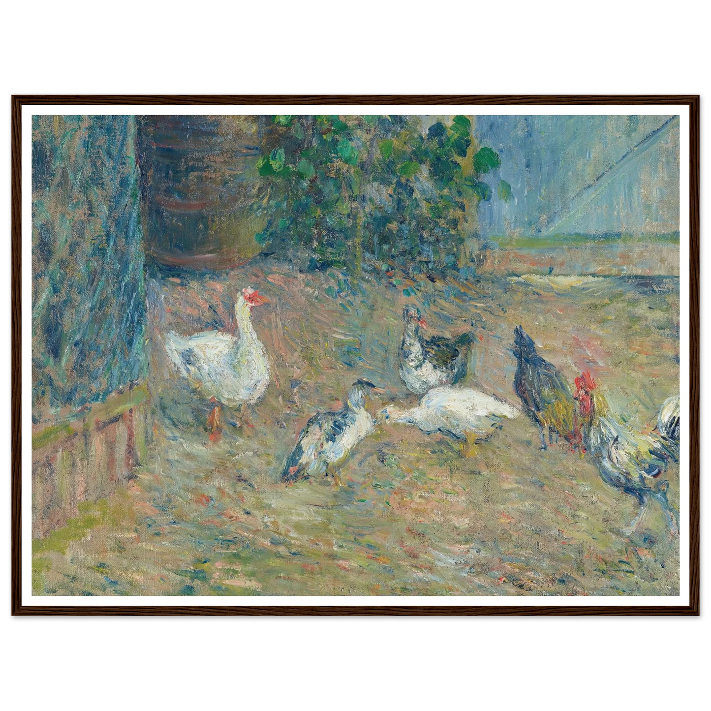 Poulailler à la maison rouge, Pontoise (1878) Art Print | Camille Pissarro - Framed Poster - 30x40 cm / 12x16″ - Black frame