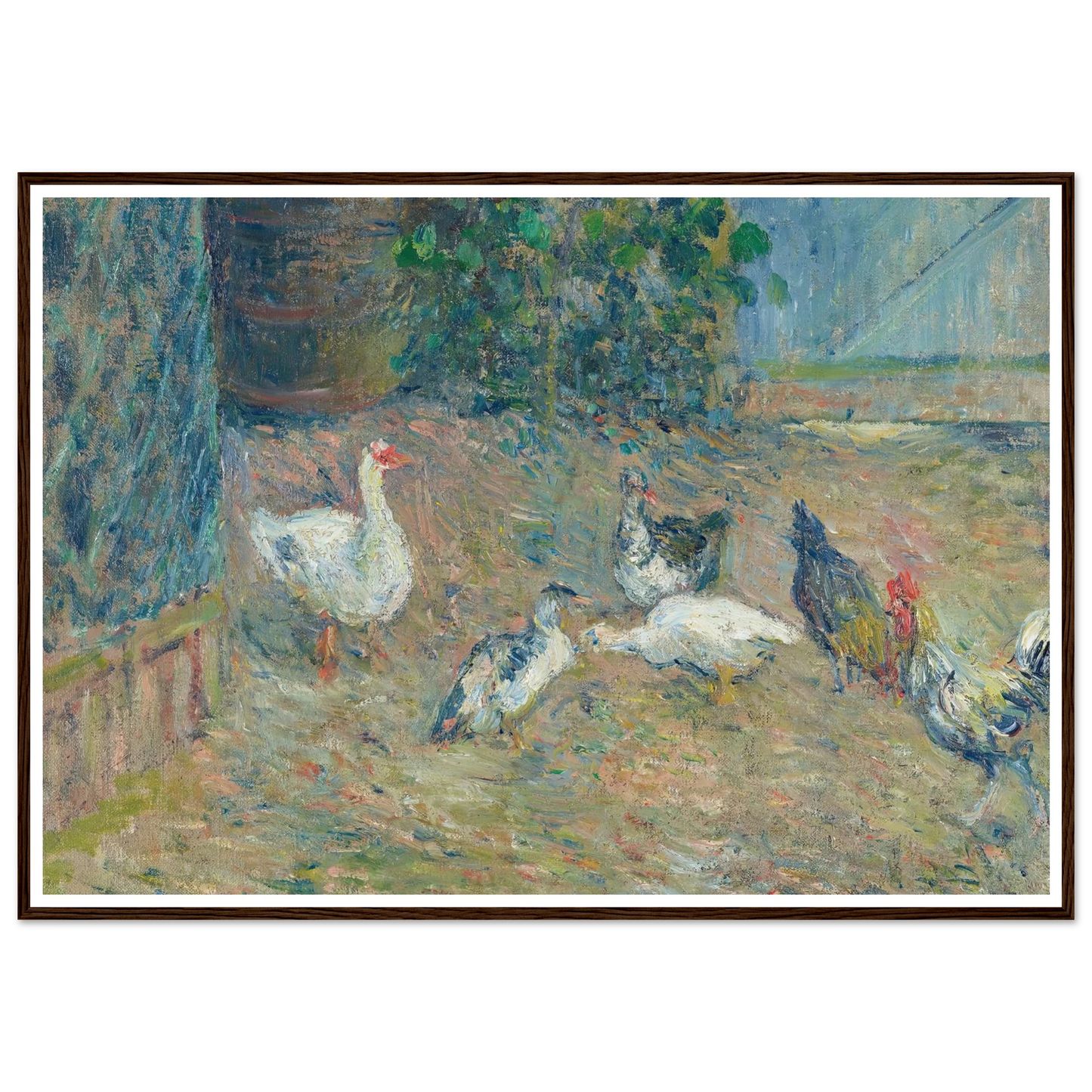 Poulailler à la maison rouge, Pontoise (1878) Art Print | Camille Pissarro - Framed Poster - 30x40 cm / 12x16″ - Black frame