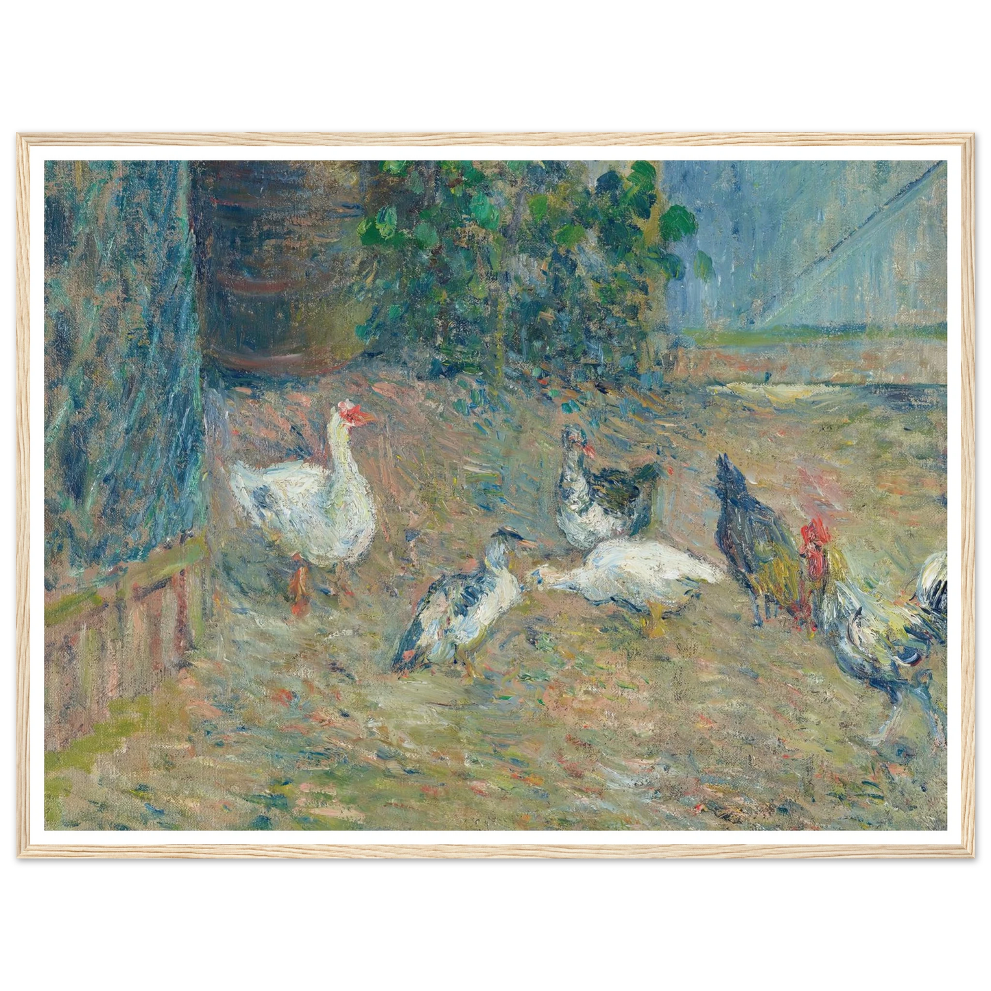 Poulailler à la maison rouge, Pontoise (1878) Art Print | Camille Pissarro - Framed Poster - 30x40 cm / 12x16″ - Black frame