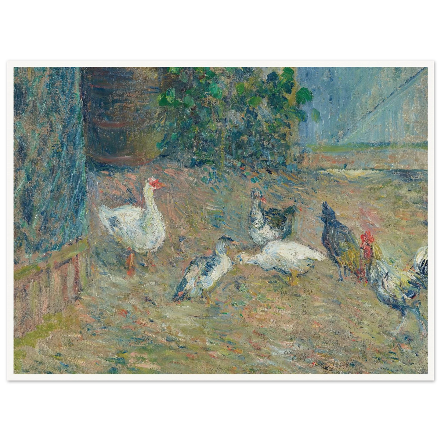 Poulailler à la maison rouge, Pontoise (1878) Art Print | Camille Pissarro - Framed Poster - 30x40 cm / 12x16″ - Black frame