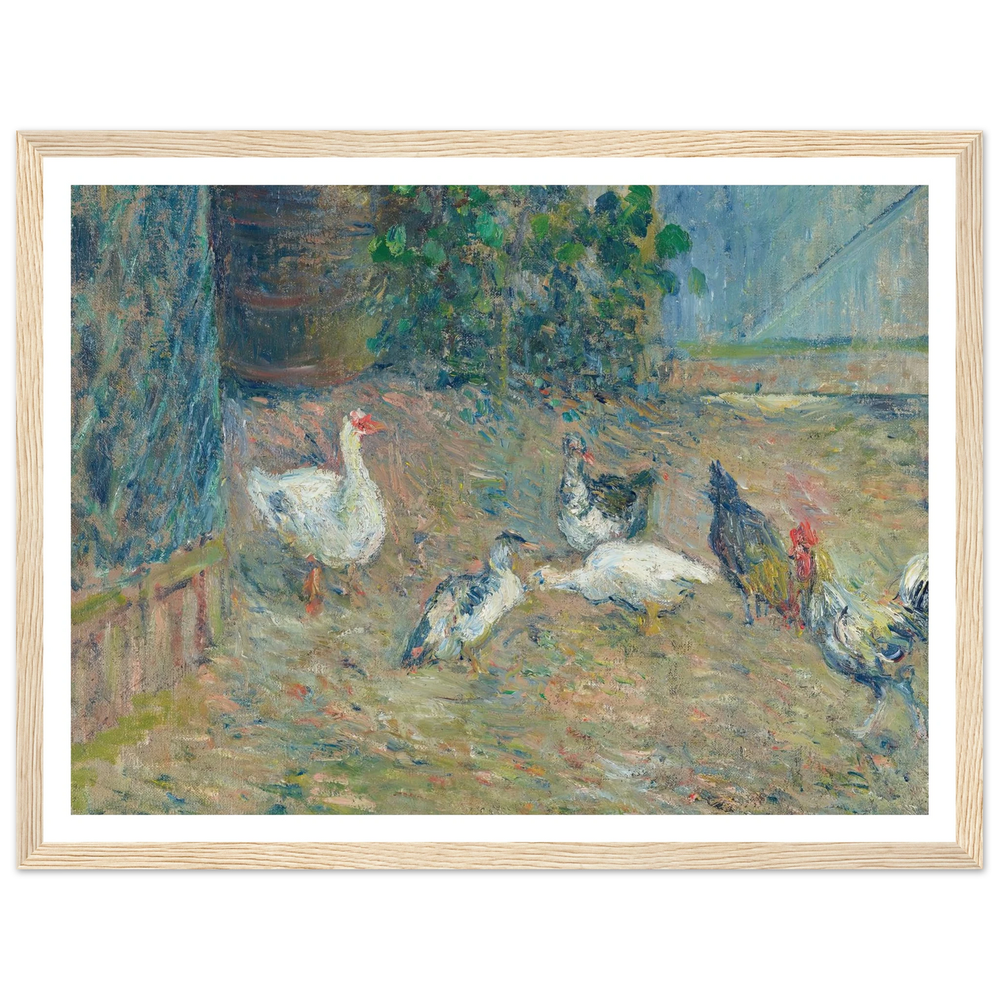 Poulailler à la maison rouge, Pontoise (1878) Art Print | Camille Pissarro - Framed Poster - 30x40 cm / 12x16″ - Black frame