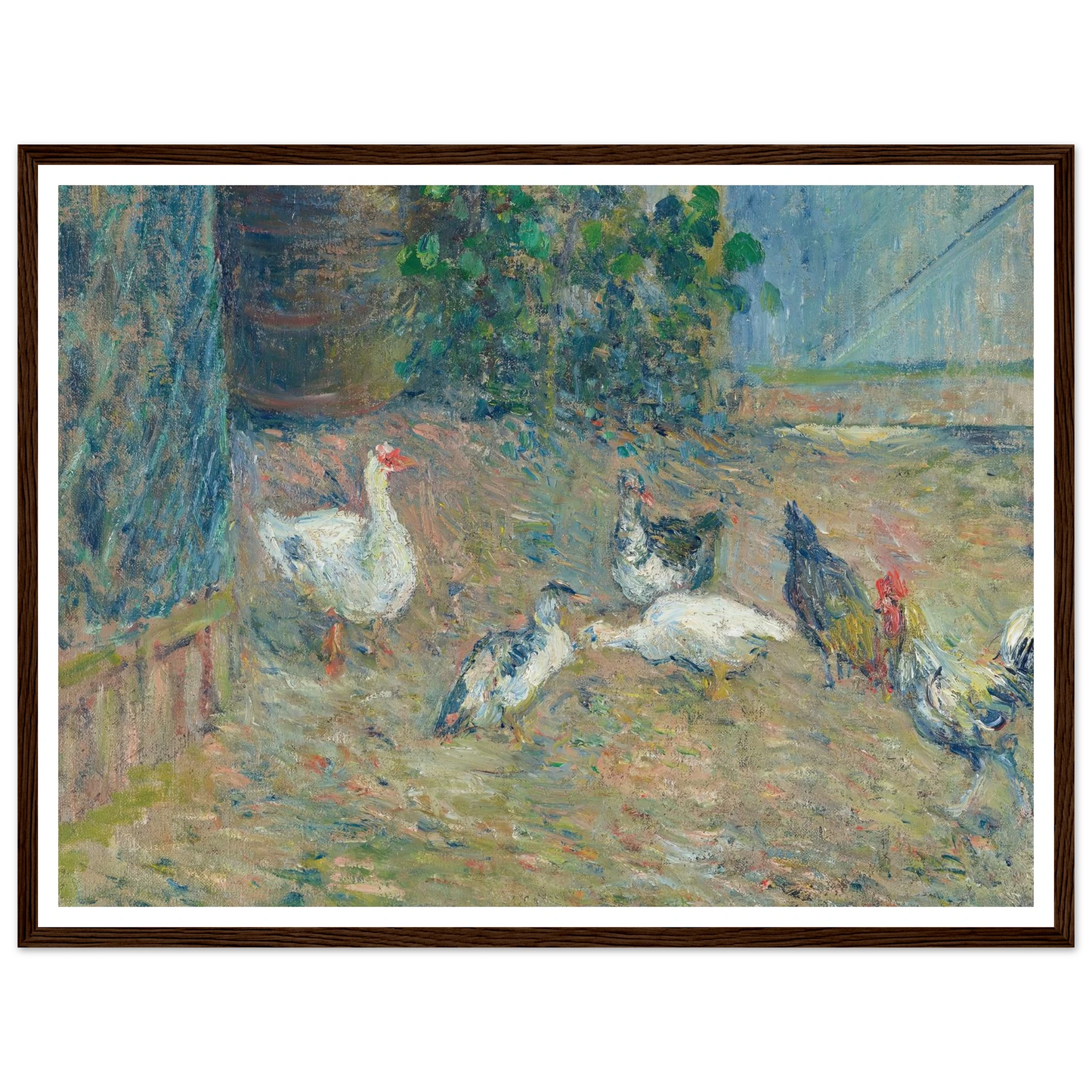 Poulailler à la maison rouge, Pontoise (1878) Art Print | Camille Pissarro - Framed Poster - 30x40 cm / 12x16″ - Black frame