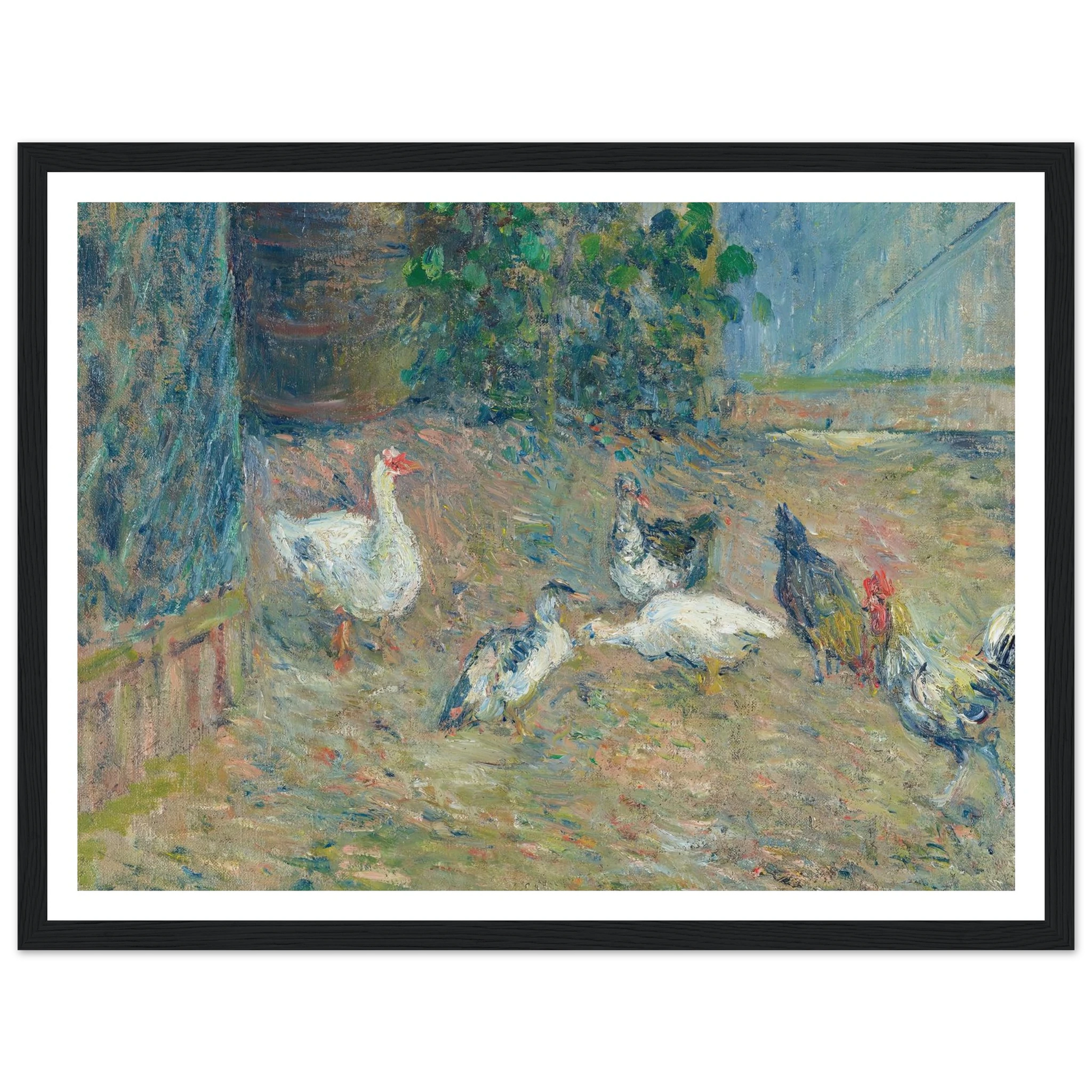 Poulailler à la maison rouge, Pontoise (1878) Art Print | Camille Pissarro - Framed Poster - 30x40 cm / 12x16″ - Black frame