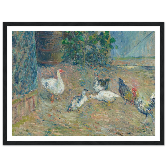 Poulailler à la maison rouge, Pontoise (1878) Art Print | Camille Pissarro - Framed Poster - 30x40 cm / 12x16″ - Black frame
