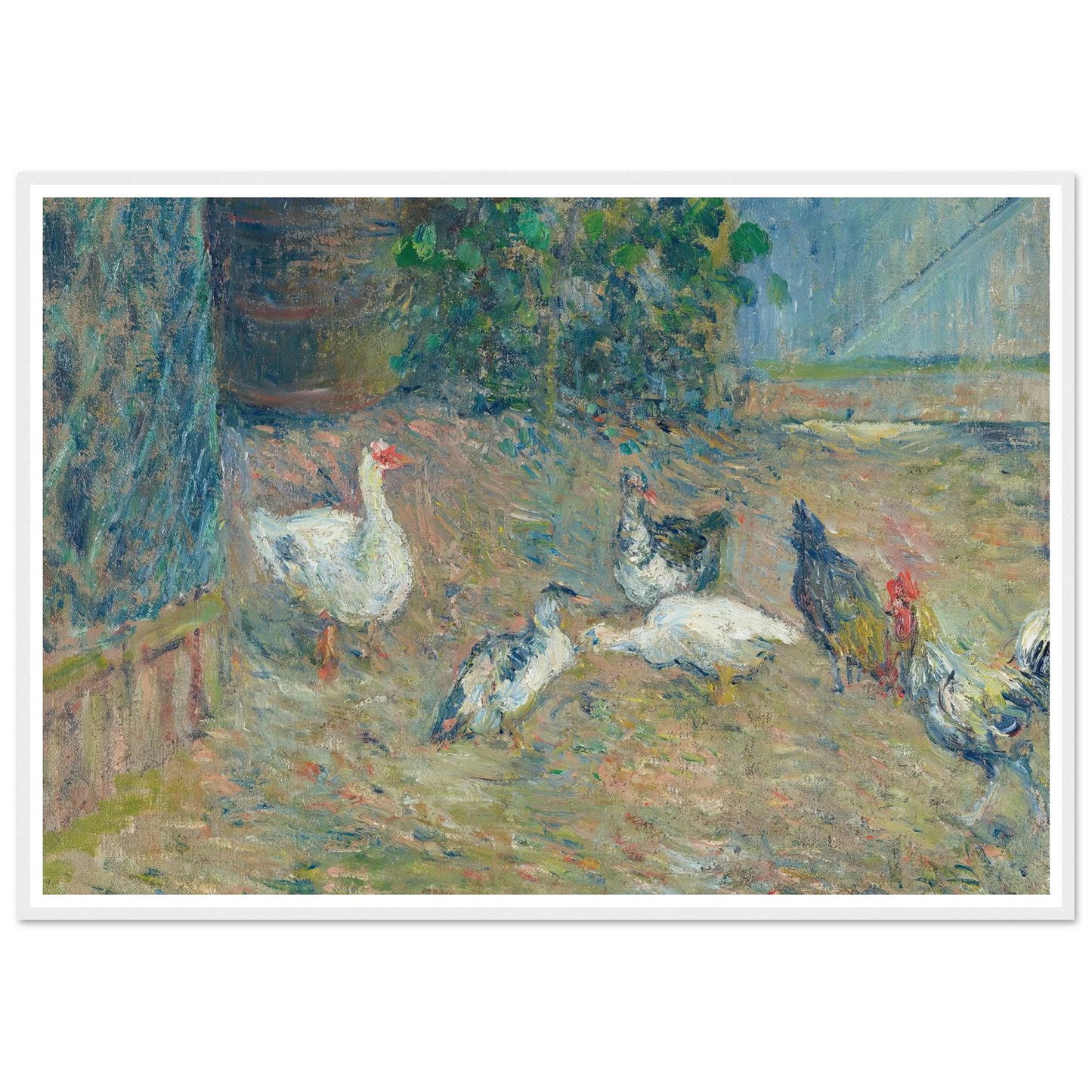 Poulailler à la maison rouge, Pontoise (1878) Art Print | Camille Pissarro - Framed Poster - 30x40 cm / 12x16″ - Black frame