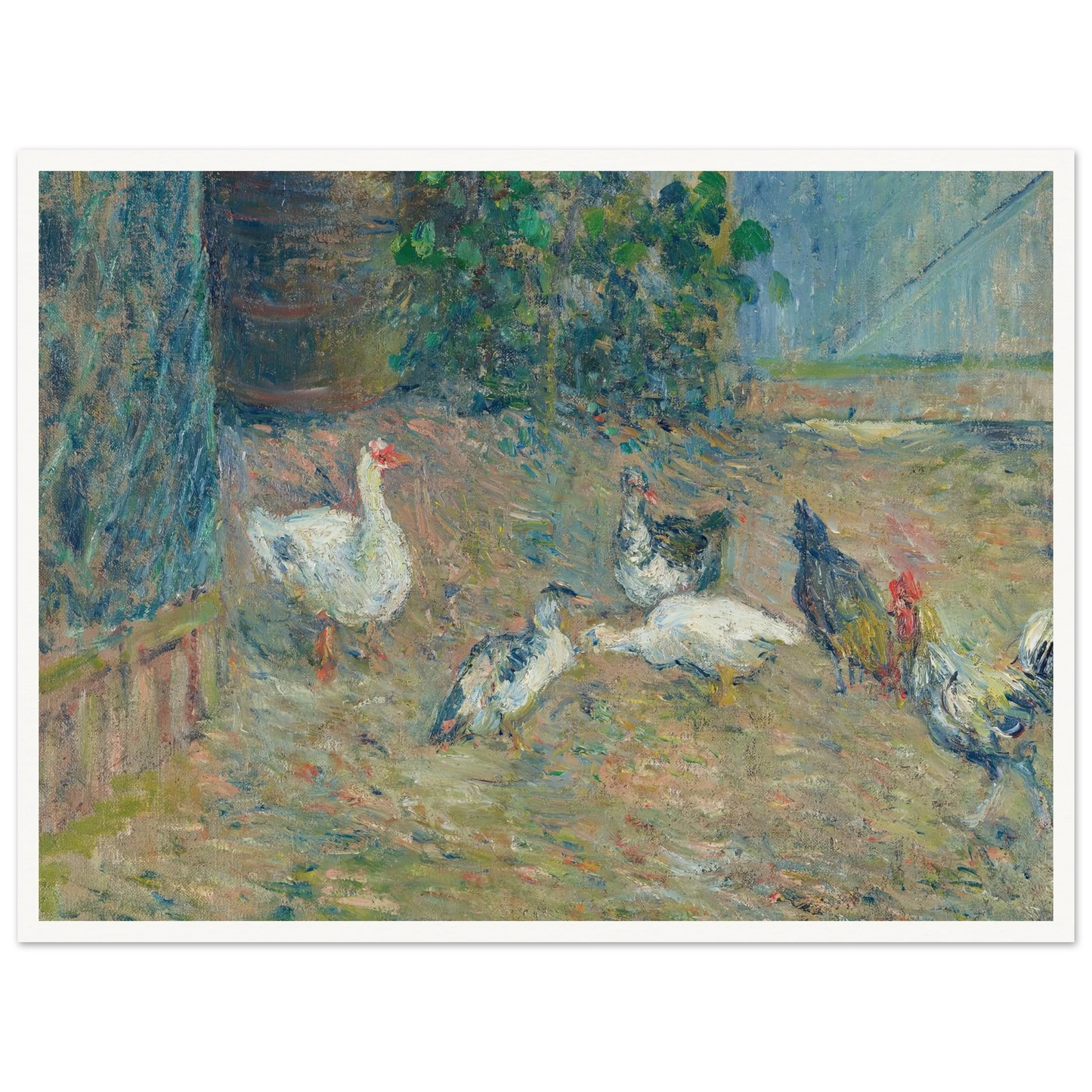 Poulailler à la maison rouge, Pontoise (1878) Art Print | Camille Pissarro - Framed Poster - 30x40 cm / 12x16″ - Black frame