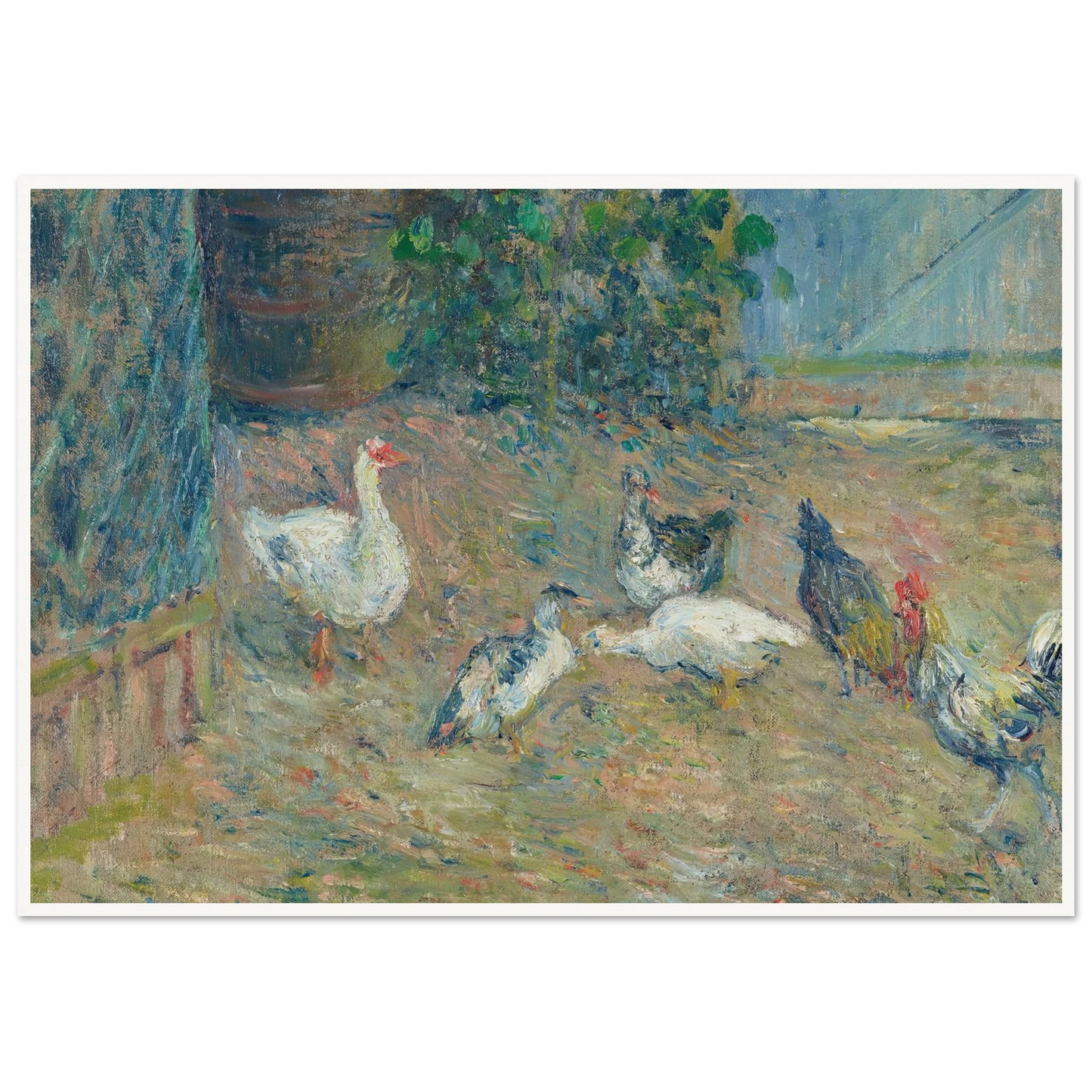 Poulailler à la maison rouge, Pontoise (1878) Art Print | Camille Pissarro - Framed Poster - 30x40 cm / 12x16″ - Black frame