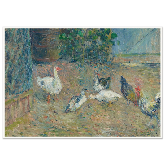 Poulailler à la maison rouge, Pontoise (1878) Art Print | Camille Pissarro - Framed Poster - 30x40 cm / 12x16″ - Black frame