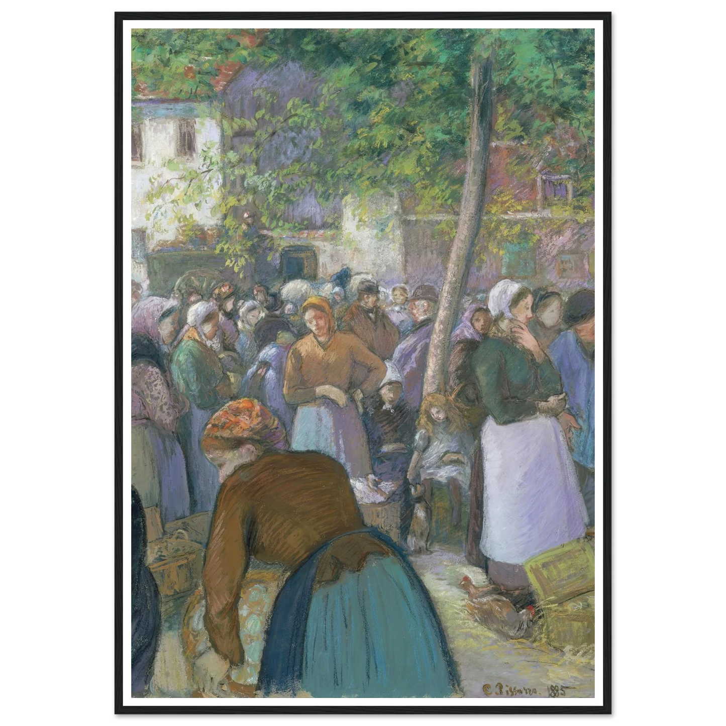Poultry Market at Gisors (1885) Art Print | Camille Pissarro - Framed Poster - 30x40 cm / 12x16″ - Black frame