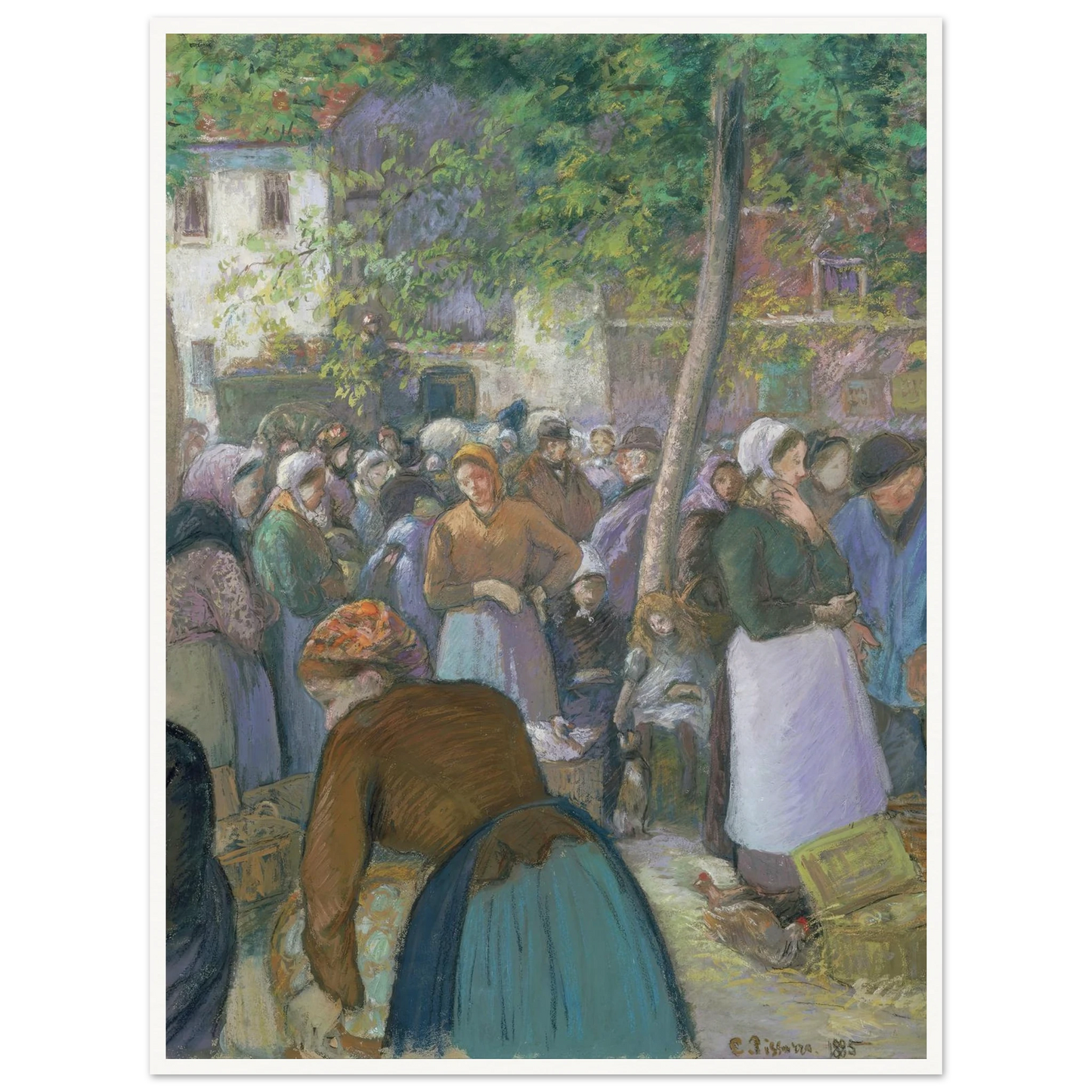 Poultry Market at Gisors (1885) Art Print | Camille Pissarro - Framed Poster - 30x40 cm / 12x16″ - Black frame