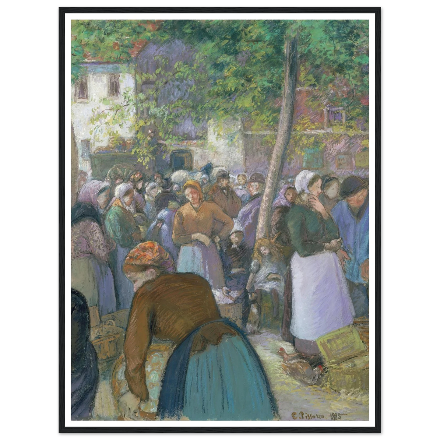 Poultry Market at Gisors (1885) Art Print | Camille Pissarro - Framed Poster - 30x40 cm / 12x16″ - Black frame