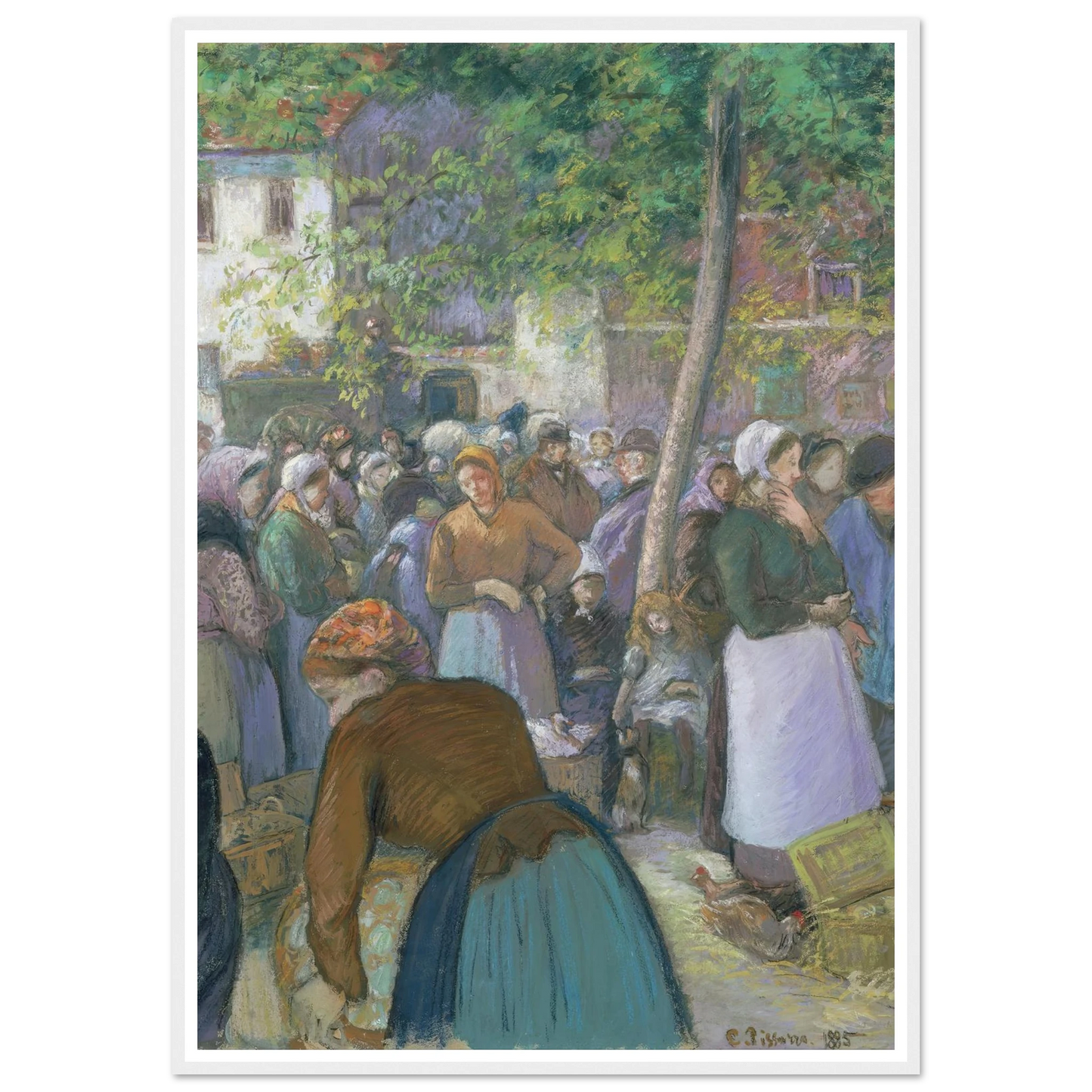 Poultry Market at Gisors (1885) Art Print | Camille Pissarro - Framed Poster - 30x40 cm / 12x16″ - Black frame