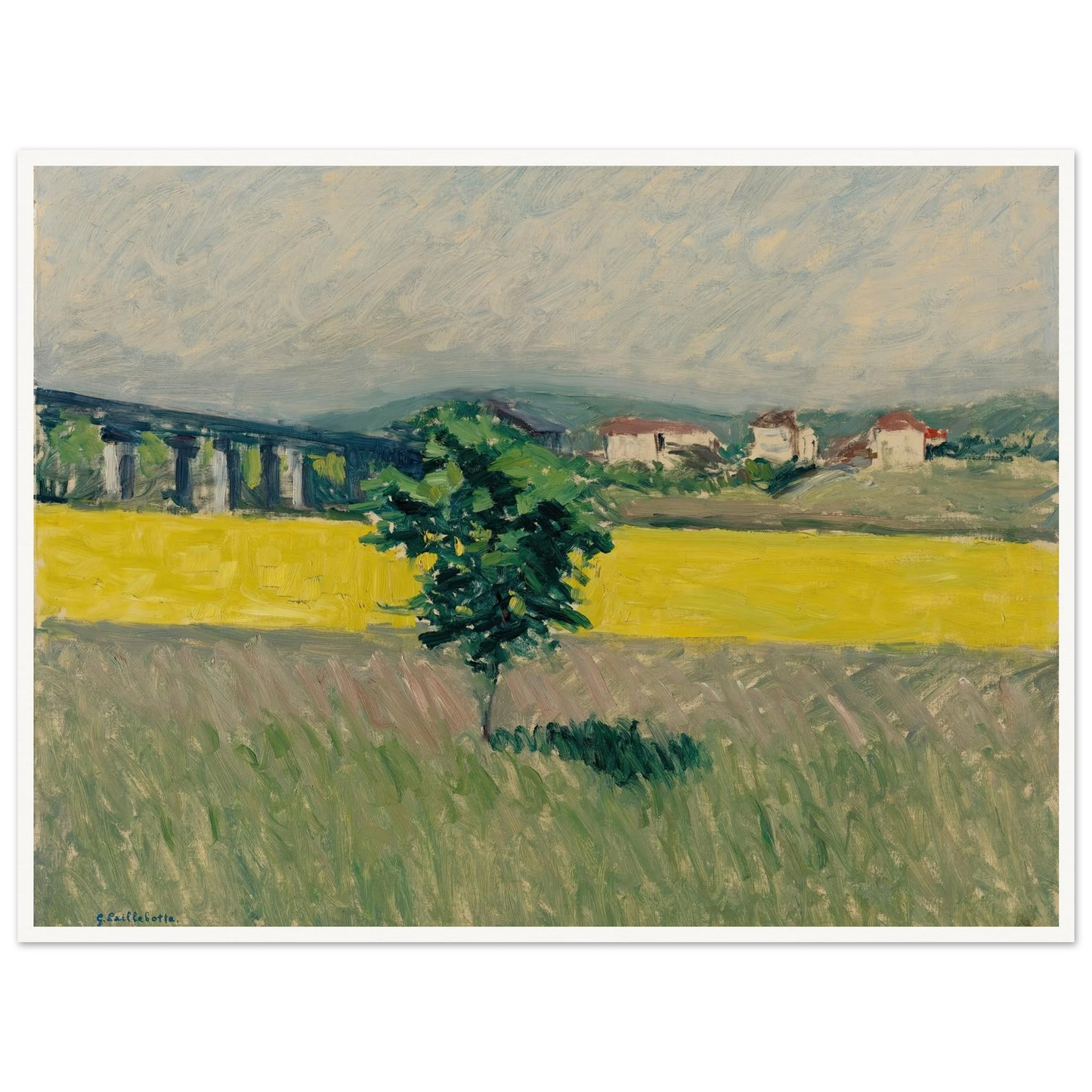 Prairie Au Pont D’argenteuil Art Print | Gustave Caillebotte - Framed Poster - 30x40 cm / 12x16″ - Black frame