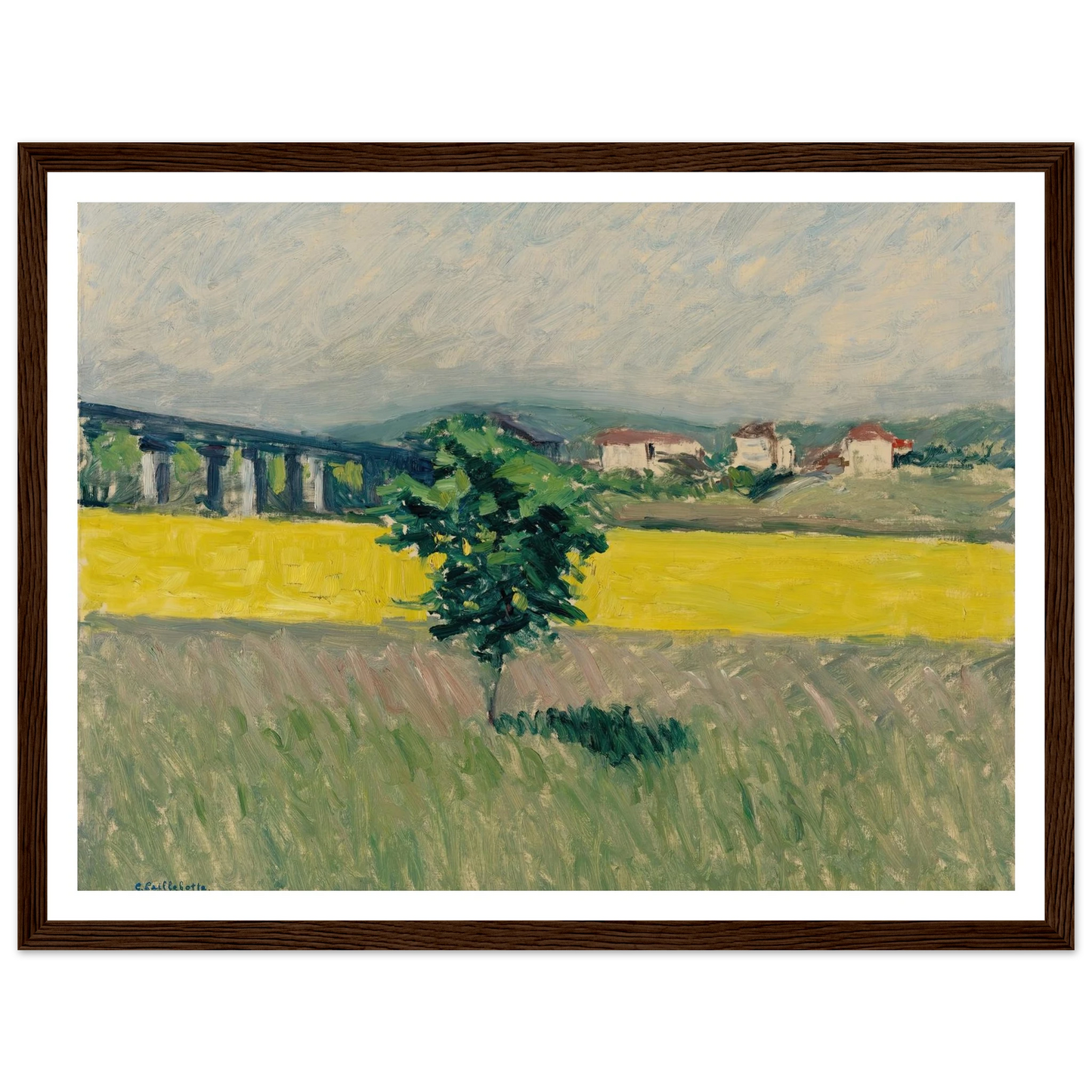 Prairie Au Pont D’argenteuil Art Print | Gustave Caillebotte - Framed Poster - 30x40 cm / 12x16″ - Black frame