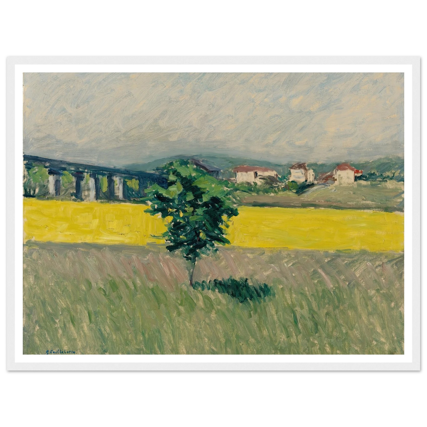 Prairie Au Pont D’argenteuil Art Print | Gustave Caillebotte - Framed Poster - 30x40 cm / 12x16″ - Black frame
