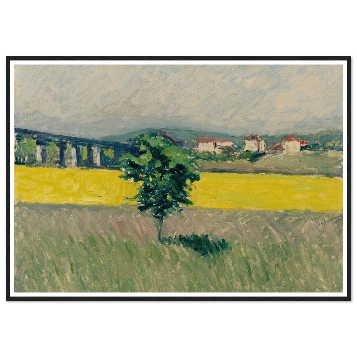 Prairie Au Pont D’argenteuil Art Print | Gustave Caillebotte - Framed Poster - 30x40 cm / 12x16″ - Black frame