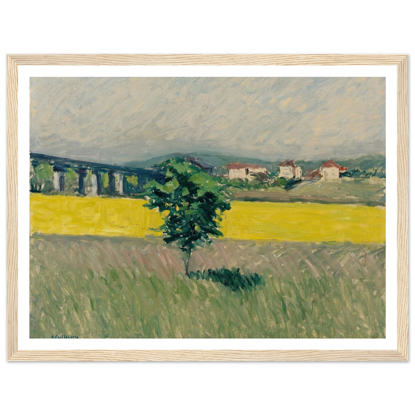 Prairie Au Pont D’argenteuil Art Print | Gustave Caillebotte - Framed Poster - 30x40 cm / 12x16″ - Black frame