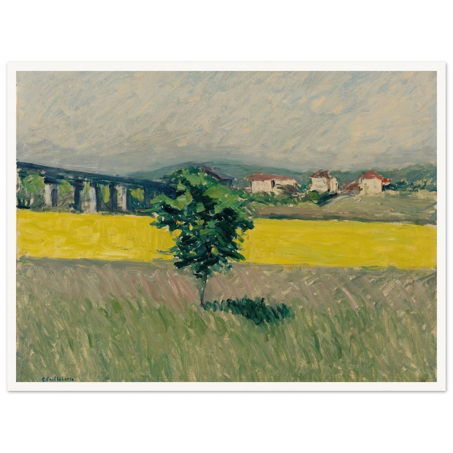 Prairie Au Pont D’argenteuil Art Print | Gustave Caillebotte - Framed Poster - 30x40 cm / 12x16″ - Black frame