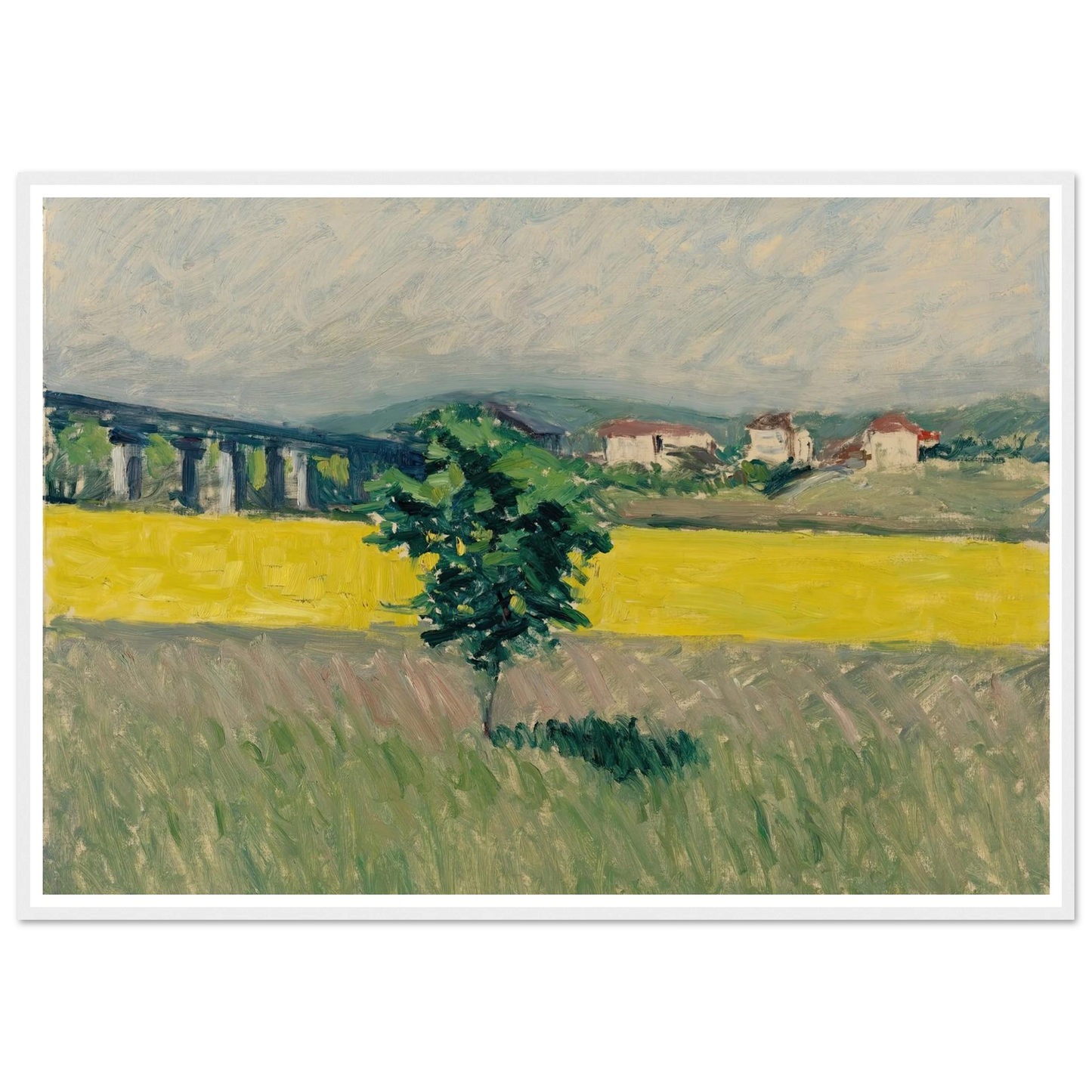 Prairie Au Pont D’argenteuil Art Print | Gustave Caillebotte - Framed Poster - 30x40 cm / 12x16″ - Black frame