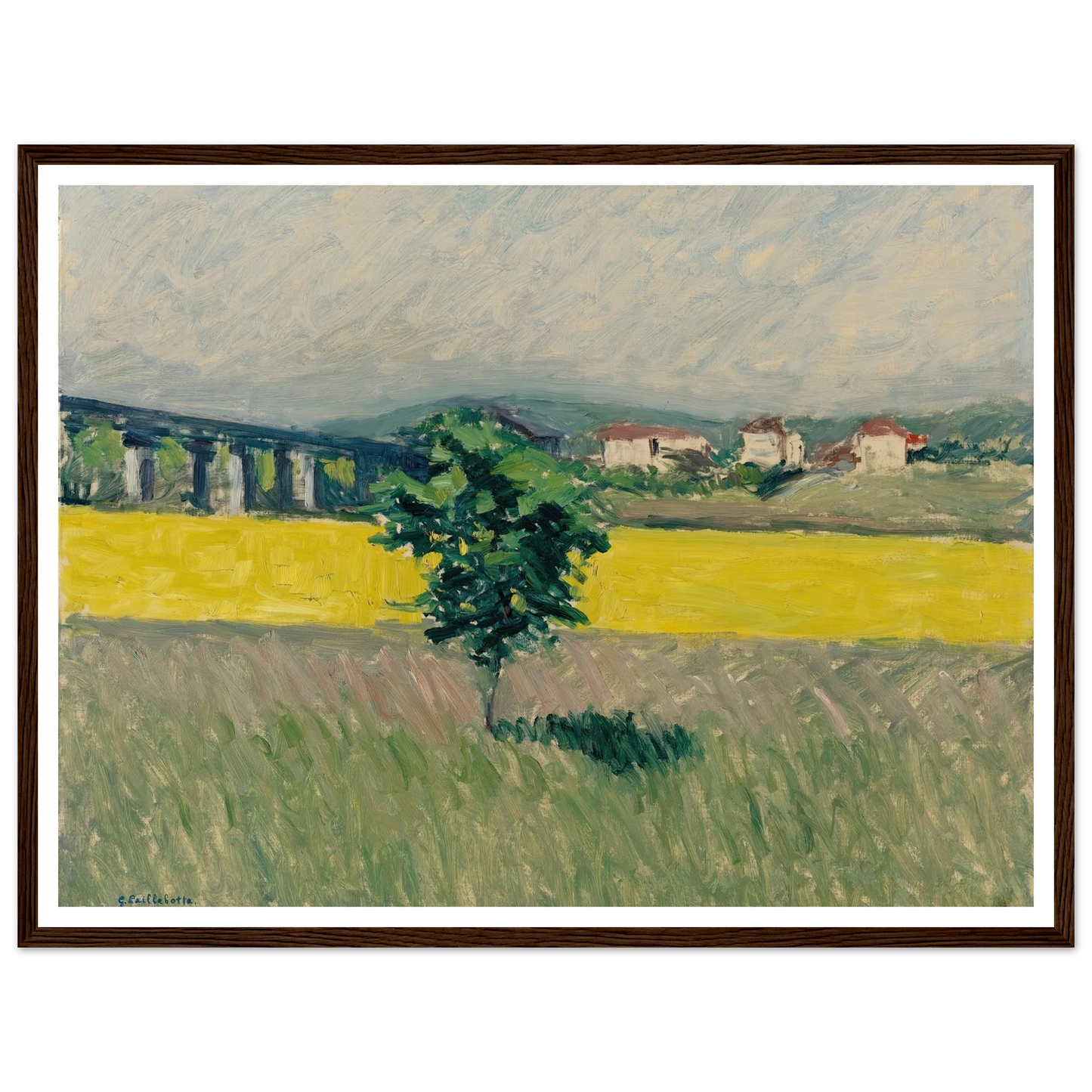 Prairie Au Pont D’argenteuil Art Print | Gustave Caillebotte - Framed Poster - 30x40 cm / 12x16″ - Black frame