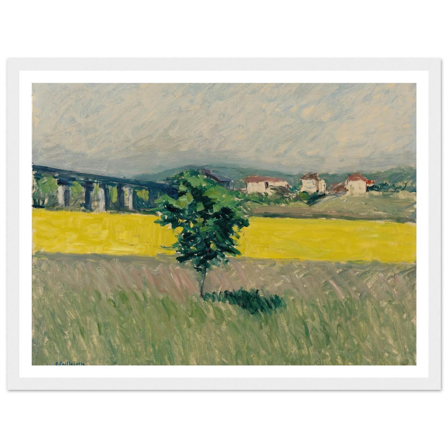 Prairie Au Pont D’argenteuil Art Print | Gustave Caillebotte - Framed Poster - 30x40 cm / 12x16″ - Black frame