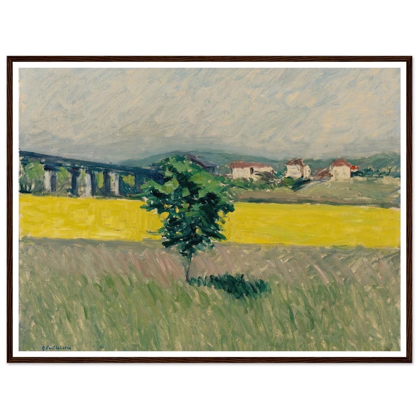 Prairie Au Pont D’argenteuil Art Print | Gustave Caillebotte - Framed Poster - 30x40 cm / 12x16″ - Black frame