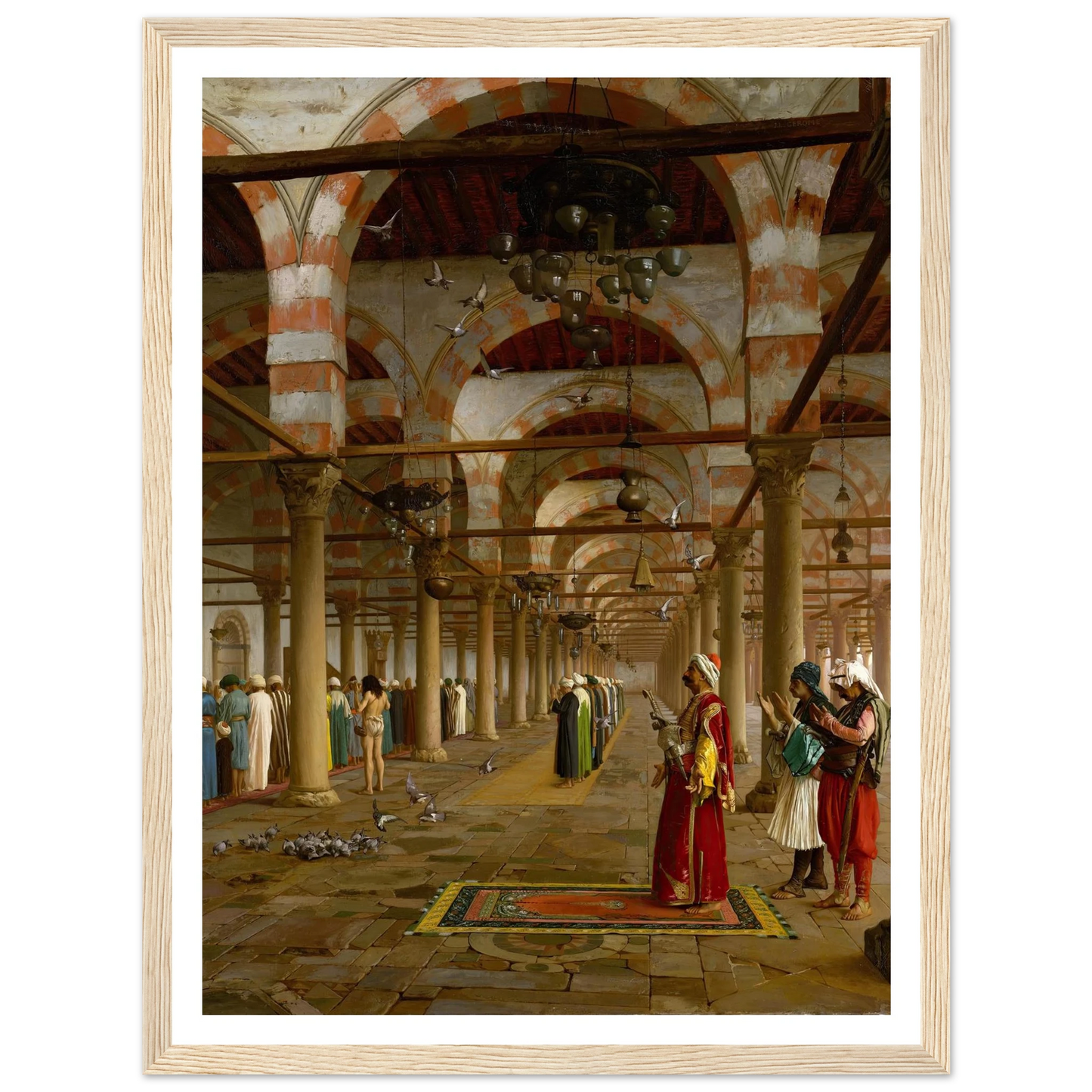 Prayer in the Mosque (1871) Art Print | Jean Leon Gerome - Framed Poster - 30x40 cm / 12x16″ - Black frame