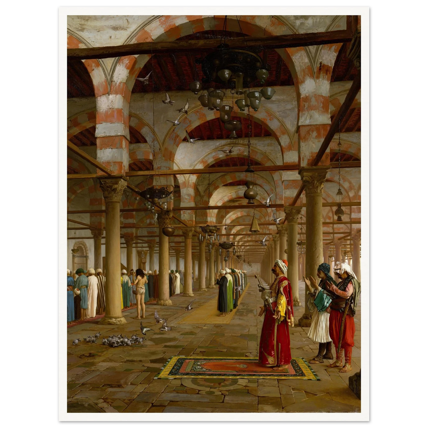 Prayer in the Mosque (1871) Art Print | Jean Leon Gerome - Framed Poster - 30x40 cm / 12x16″ - Black frame